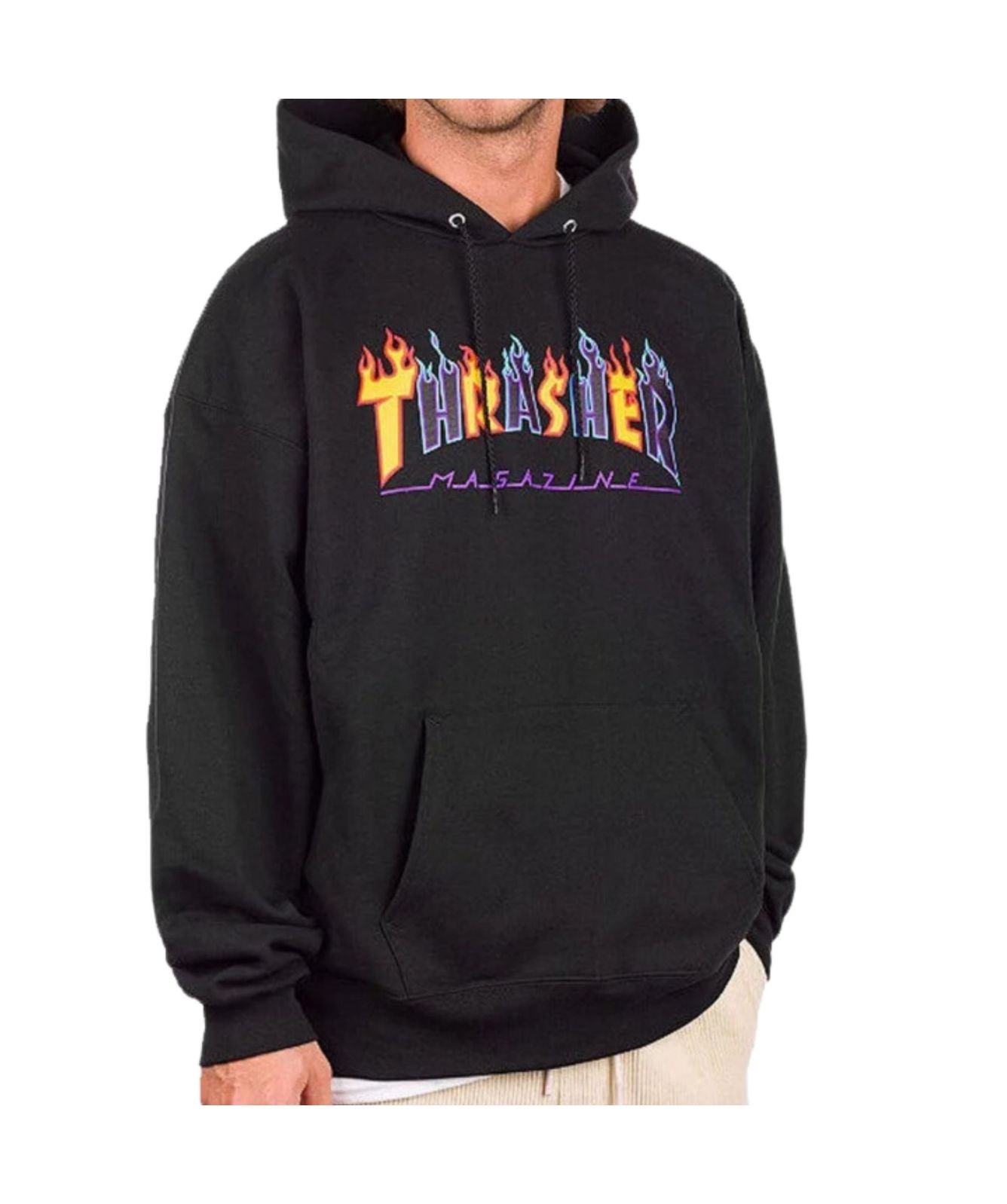Thrasher Double Flame Hoodie | Black - 022339010006