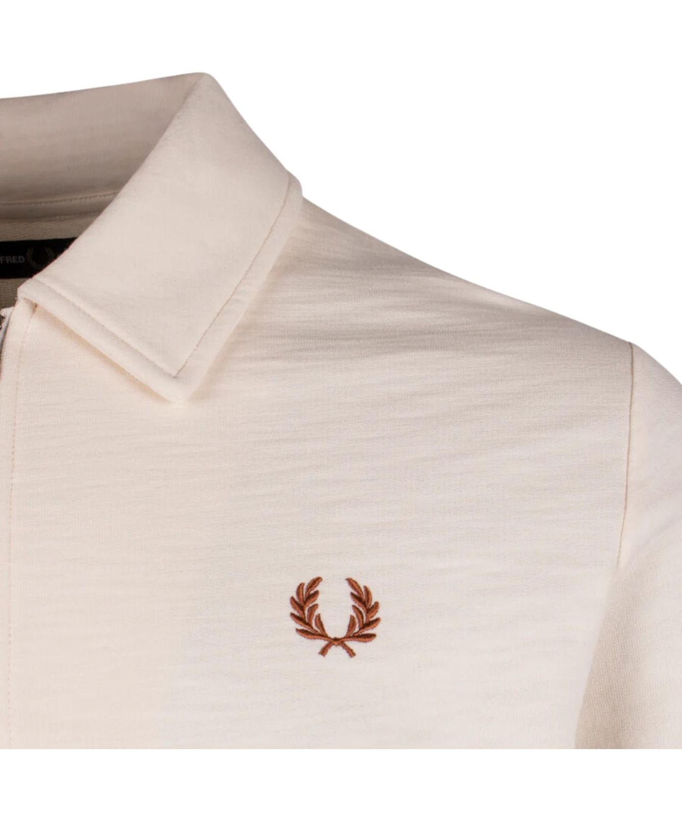 Fred Perry Zip Neck Coll Sweater | Ecru - M6639 Fred Perry Zip Neck Coll Sweater | Ecru - M6639