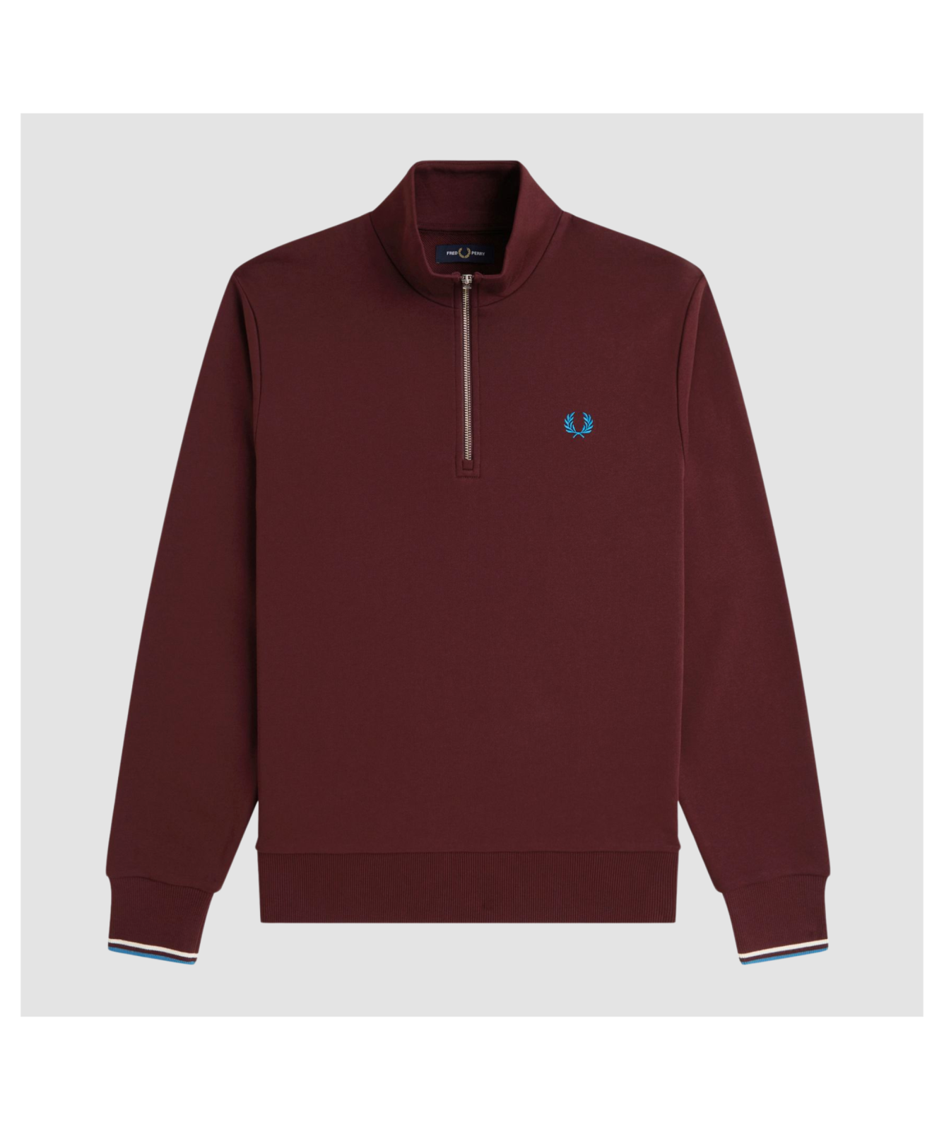 Fred Perry Half Zip Sweatshirt | Ecru- M3574-Z46, Sport Green