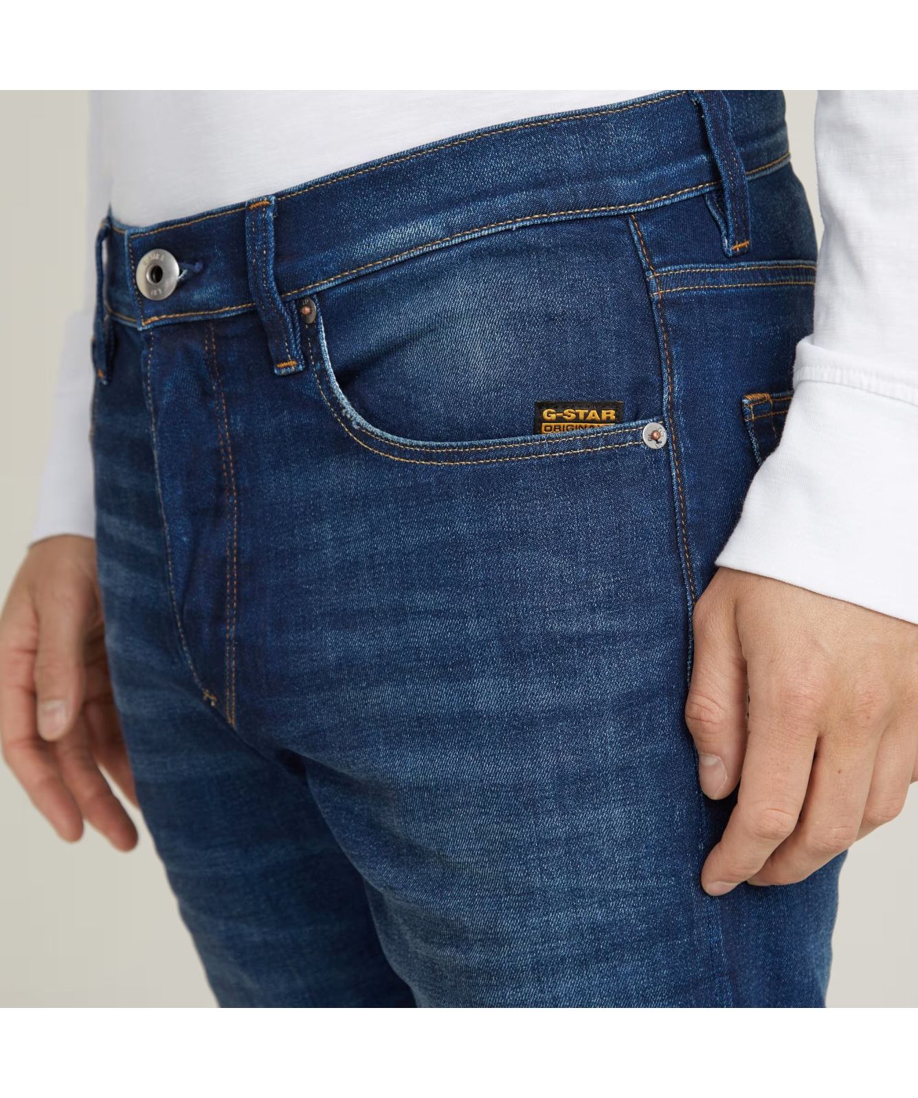 G-STAR 3301 Slim Jeans Uomo - Blu Vintage Sakarya 51001 - Taglio Aderente, Vita Media, 5 Tasche - Taglia 36W / 34L