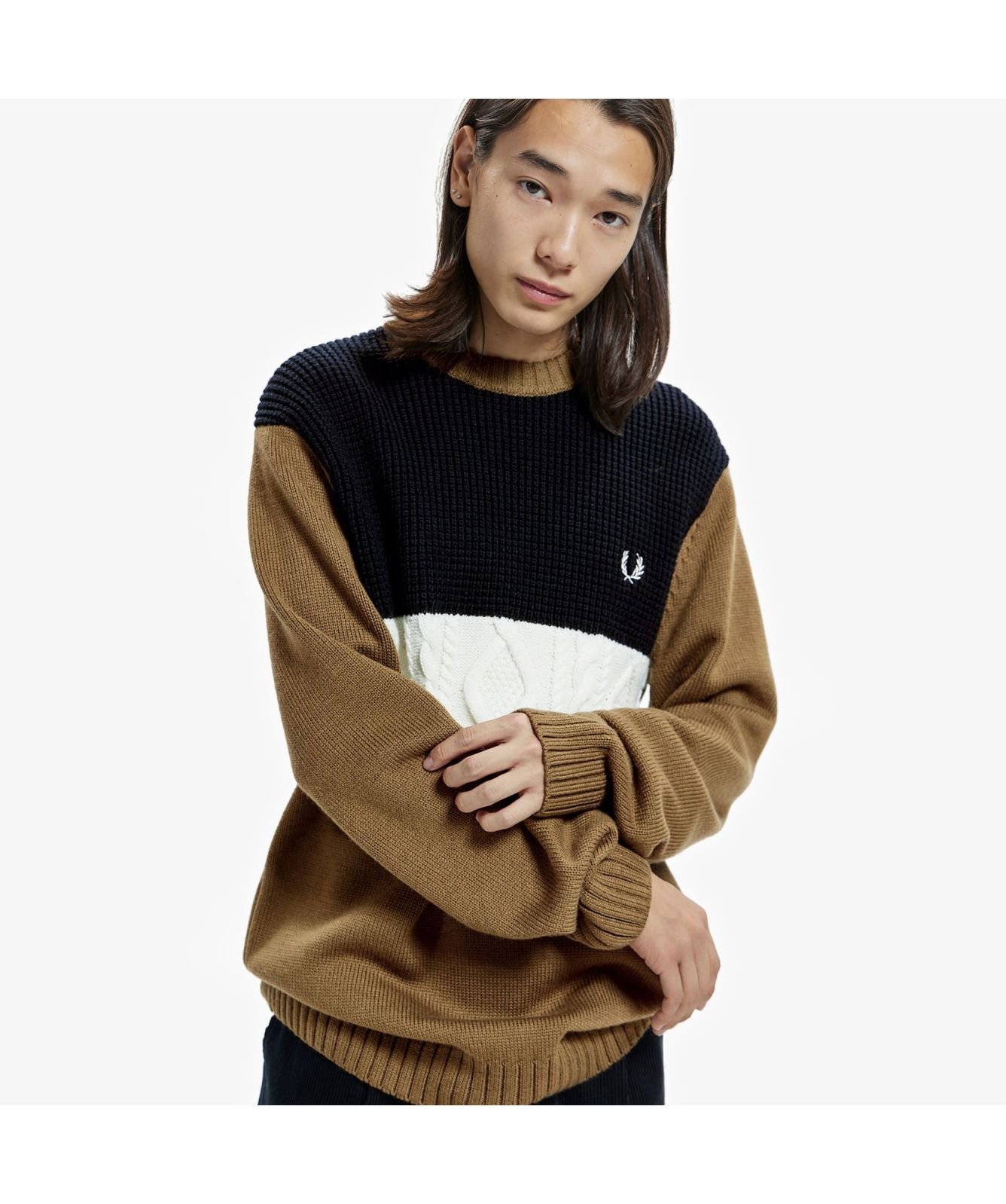 Fred Perry Textured Panel Jumper | Beige