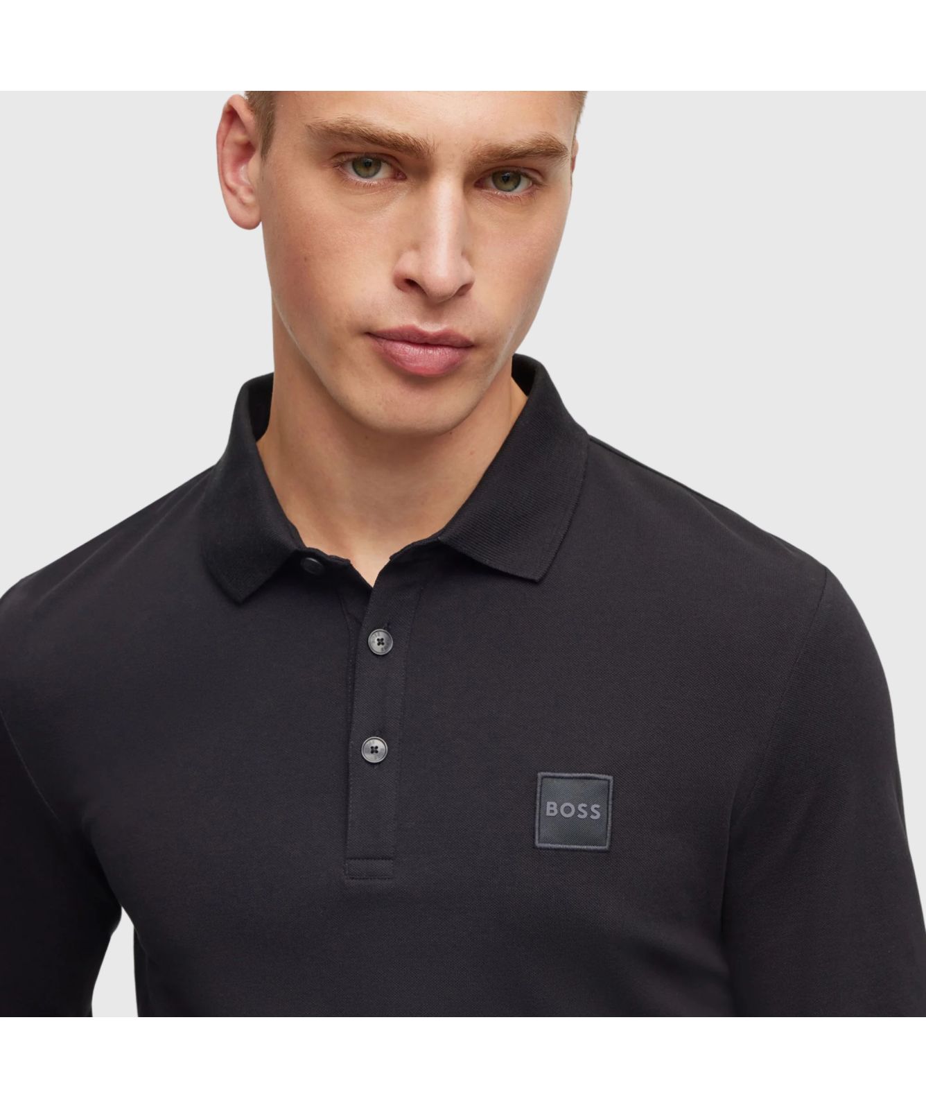 BOSS Slim Fit Passerby Long Sleeve Polo Shirt Grey-50472681-051