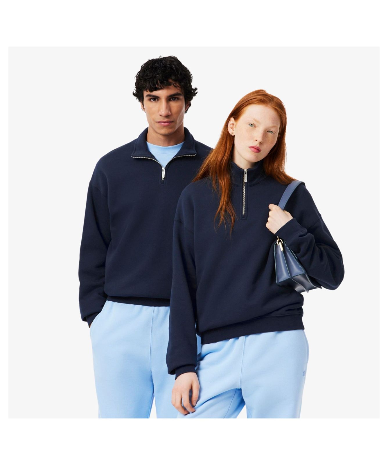 Lacoste Heavy Fleece Zipper Neck Sweatshirt Midnight Blue