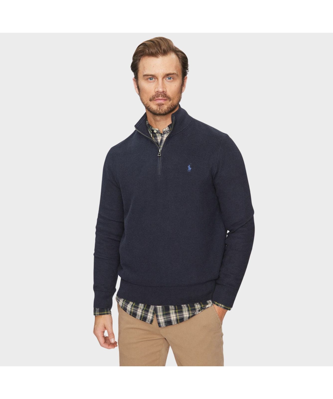 Polo Ralph Lauren Honeycomb Texture ¼ Zip Jumper | brown