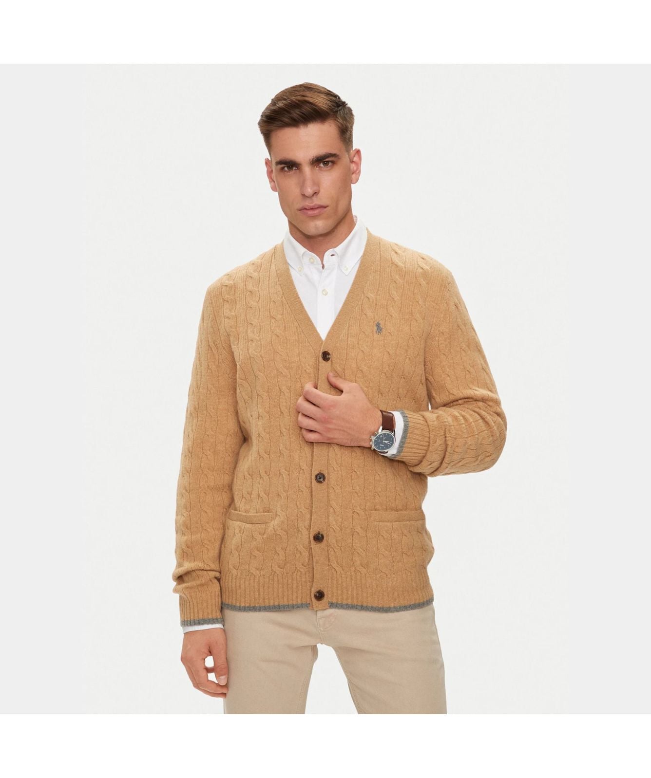 Polo Ralph lauen Cable knit Cardigan Jumper | Brown-710949808003