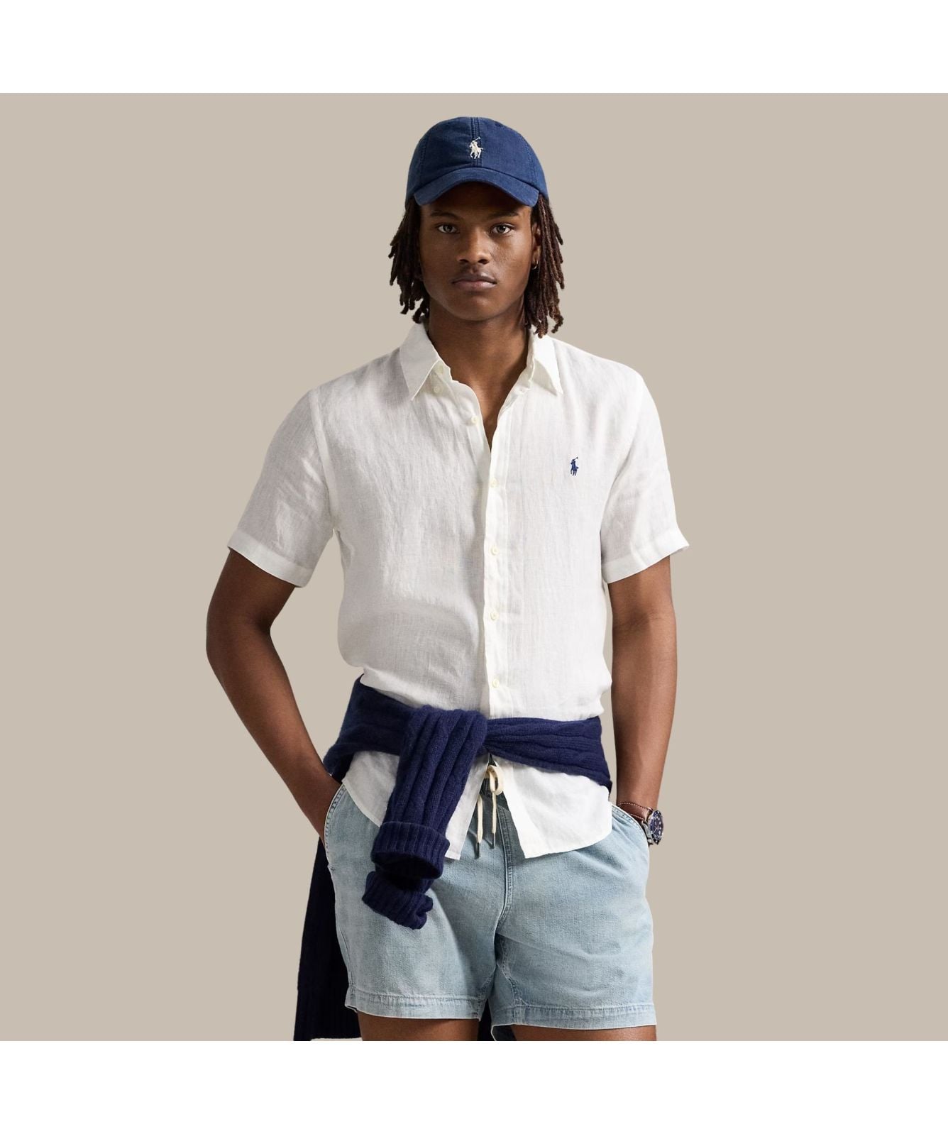 Polo Ralph Lauren Custom Fit Short Sleeve Linen Shirt White