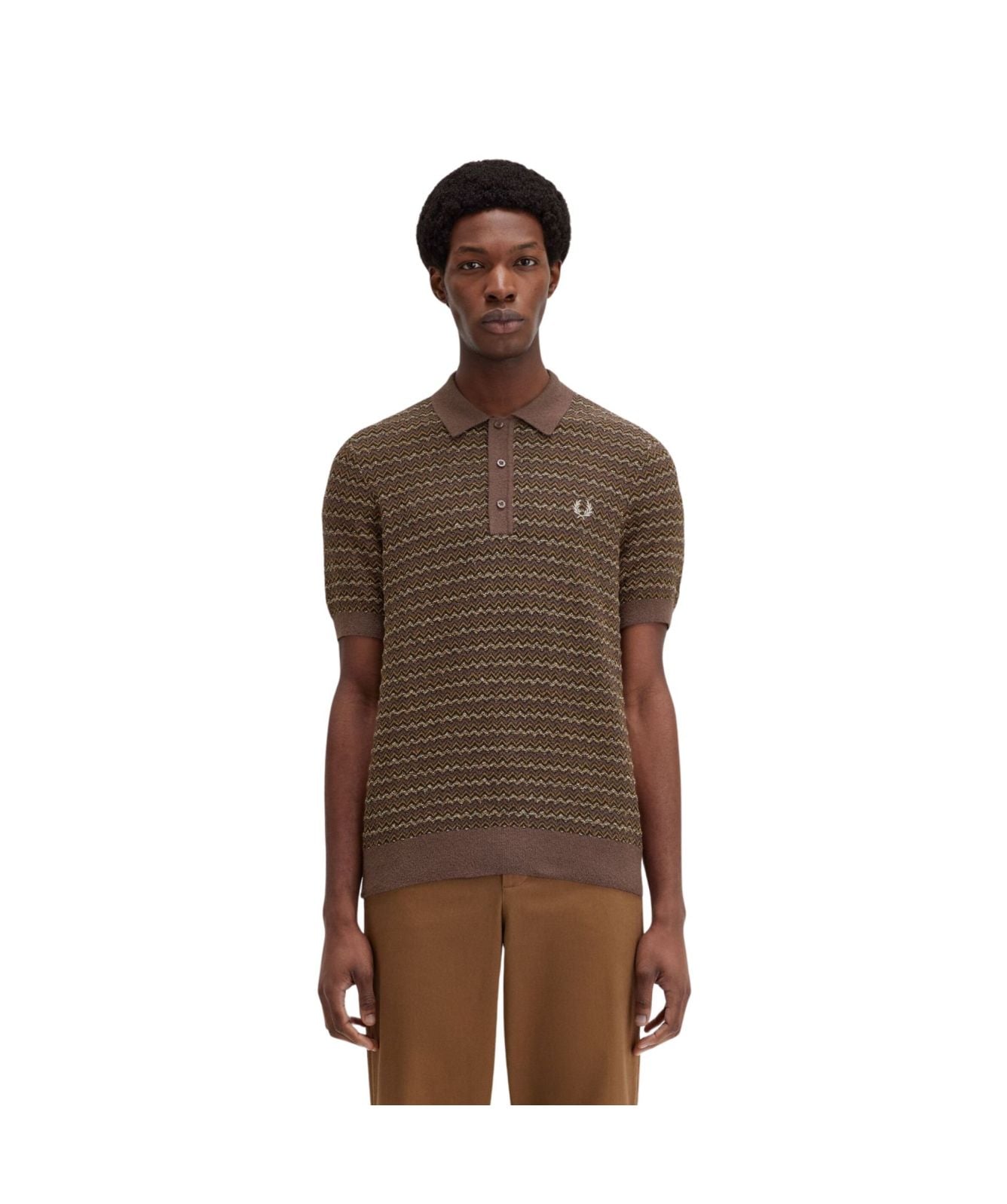 Fred Perry Jacquard Polo Shirt | Brown - K8549