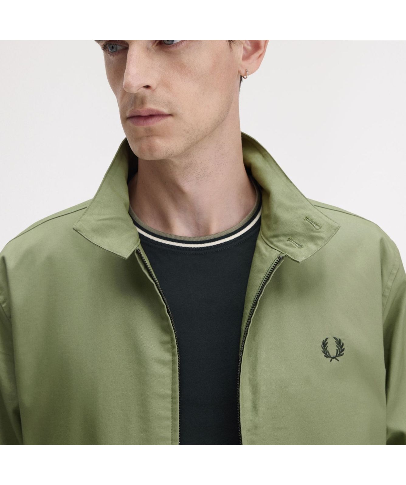 ジャケット・アウター FREDPERRY Side Pleated Harrington Jacket Classic Harrington Jacket - Olive Mint | Mens Coats