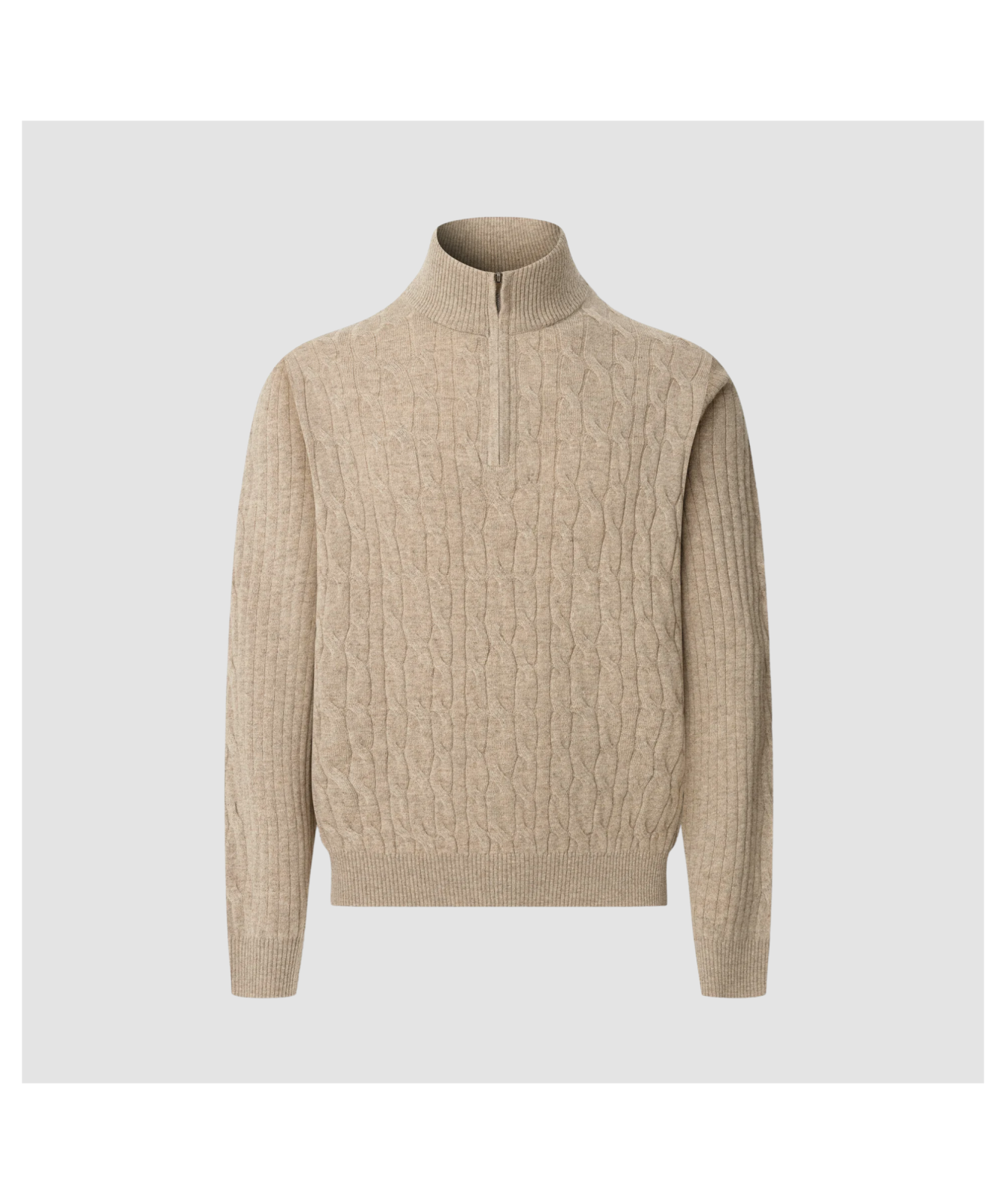 Hackett London Knitwear | Lambswool Cable Quarter Zip Jumper