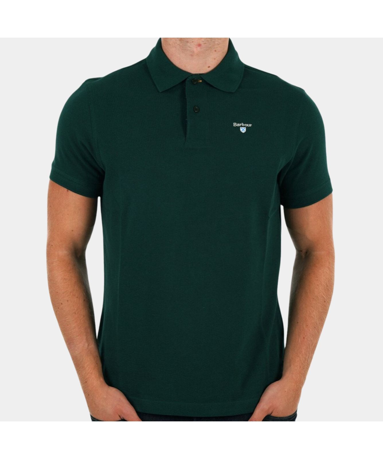 Barbour Tartan Pique Short Sleeve Polo Shirt green-MML0012GN73
