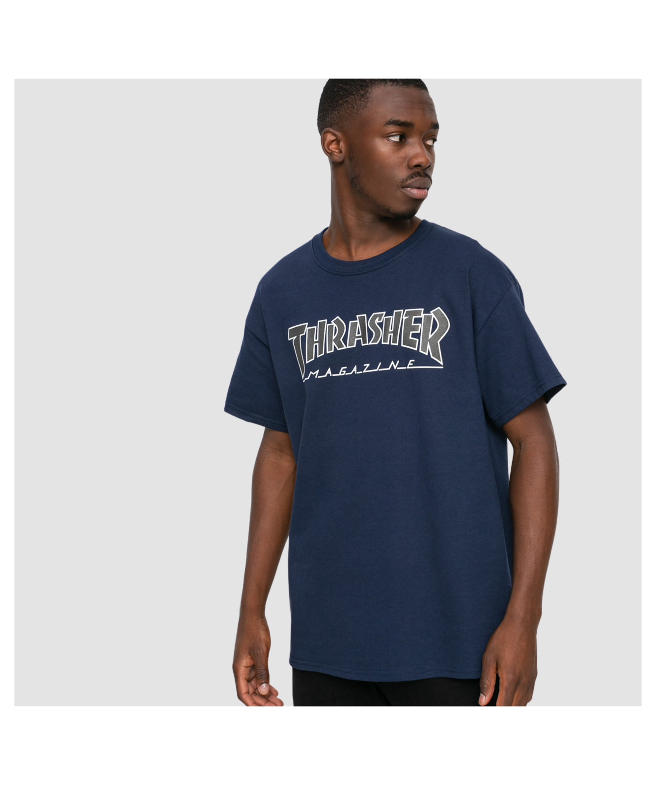 deres デレス first class T shirt NAVY ネイビー Thrasher Outlined T-Shirt | Navy