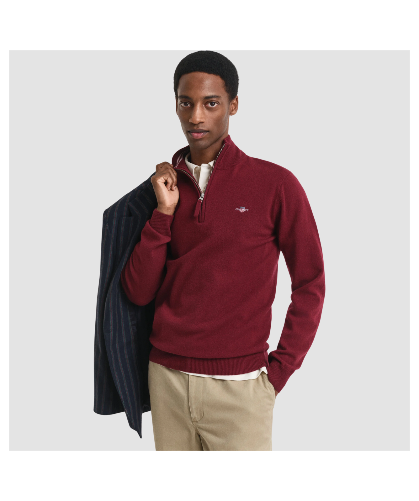 GANT Superfine Lambswool Half-Zip Sweater - Red | Kular Fashion