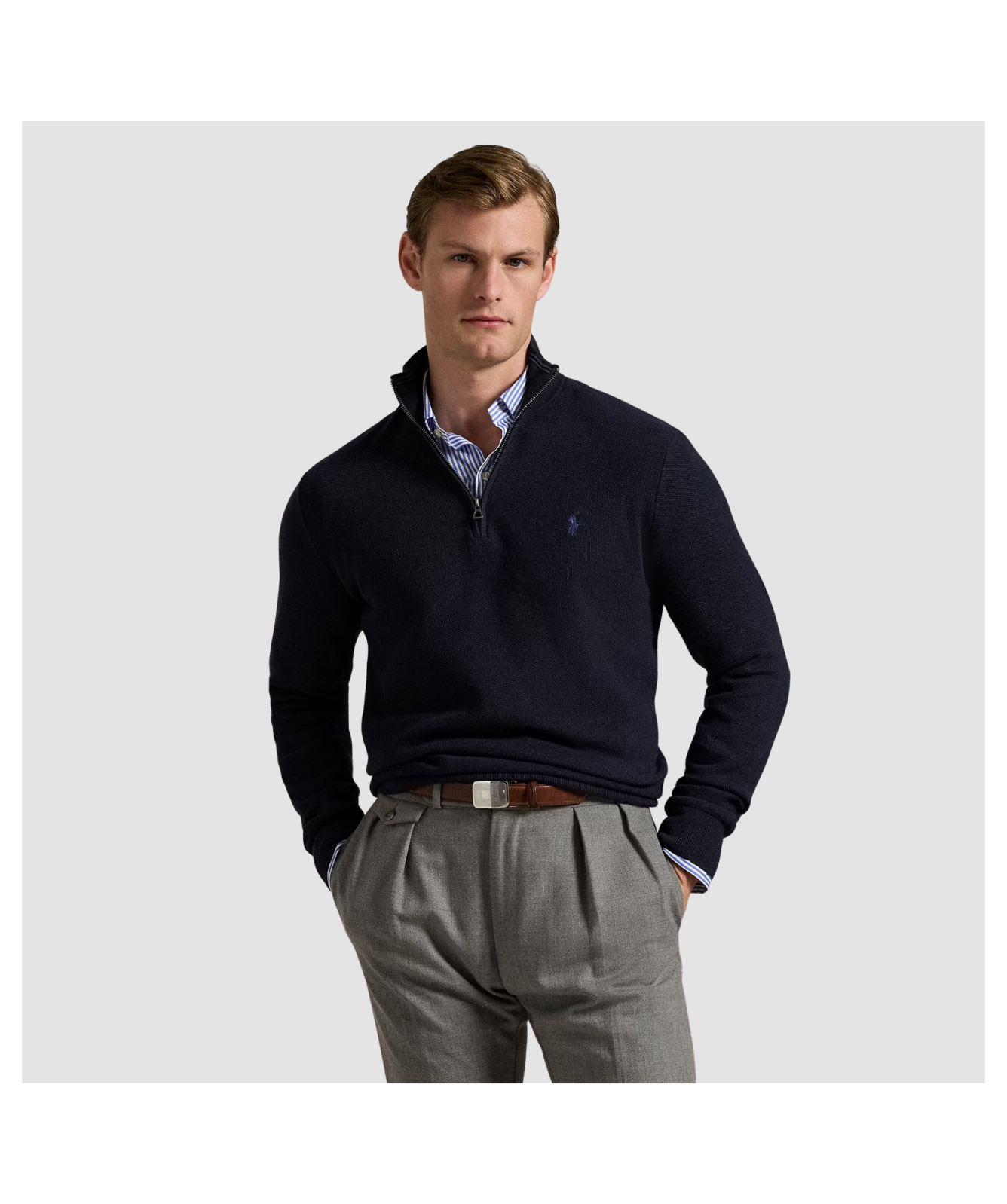 Polo Ralph Lauren Mesh-Knit Cotton Quarter-Zip Jumper | Kular Fashion