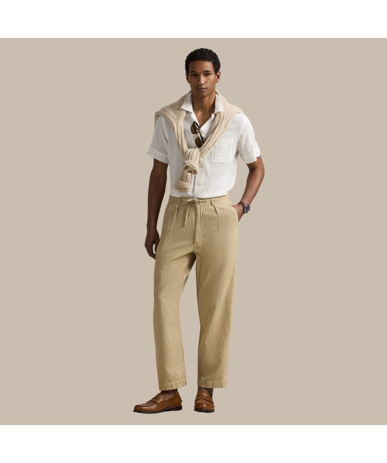Polo Ralph Lauren Prepster Linen-Cotton Easy Pant Beige