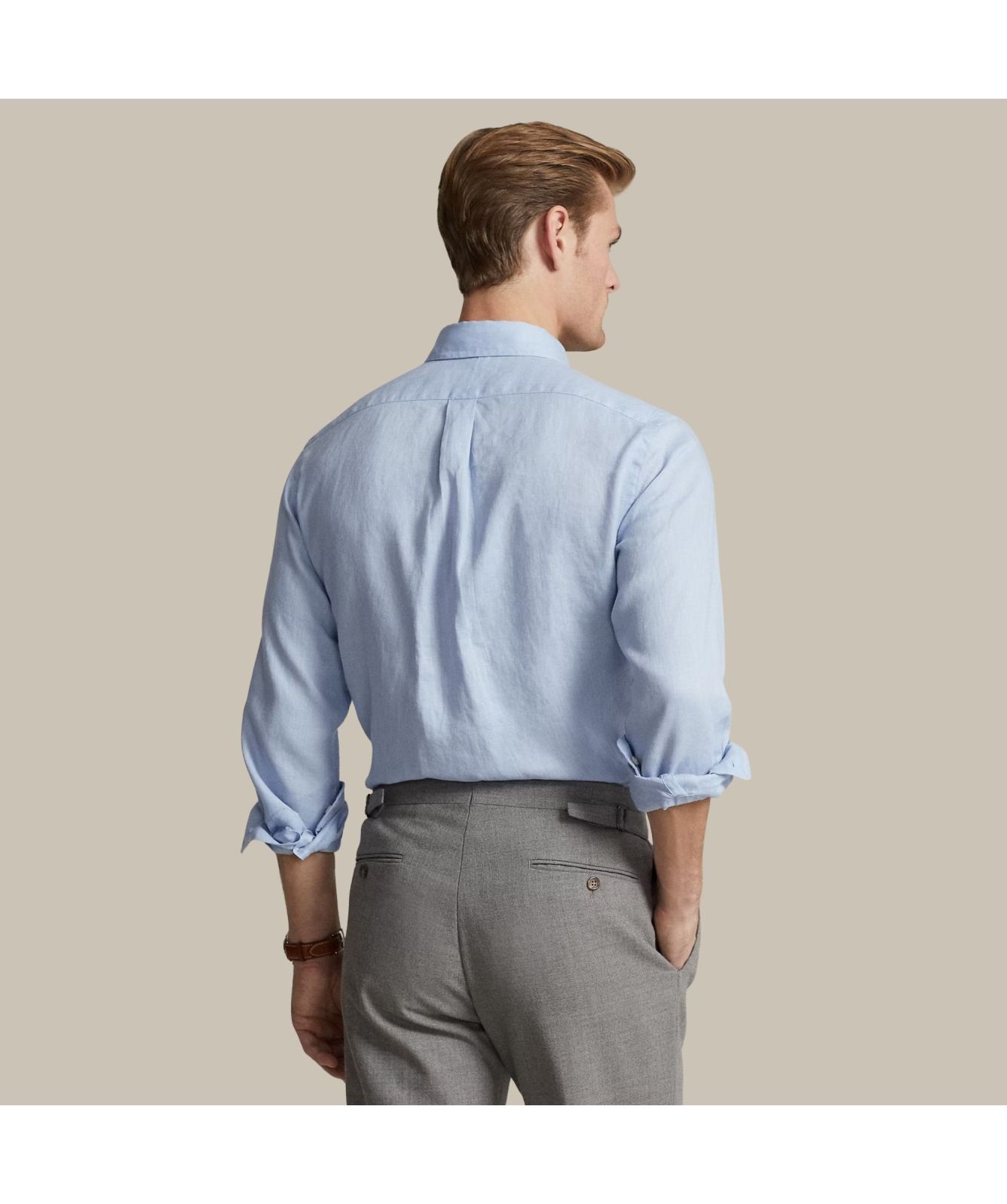 Polo Ralph Lauren Men's Slim Fit Linen Shirt Blue- 710829443029 - Main Image