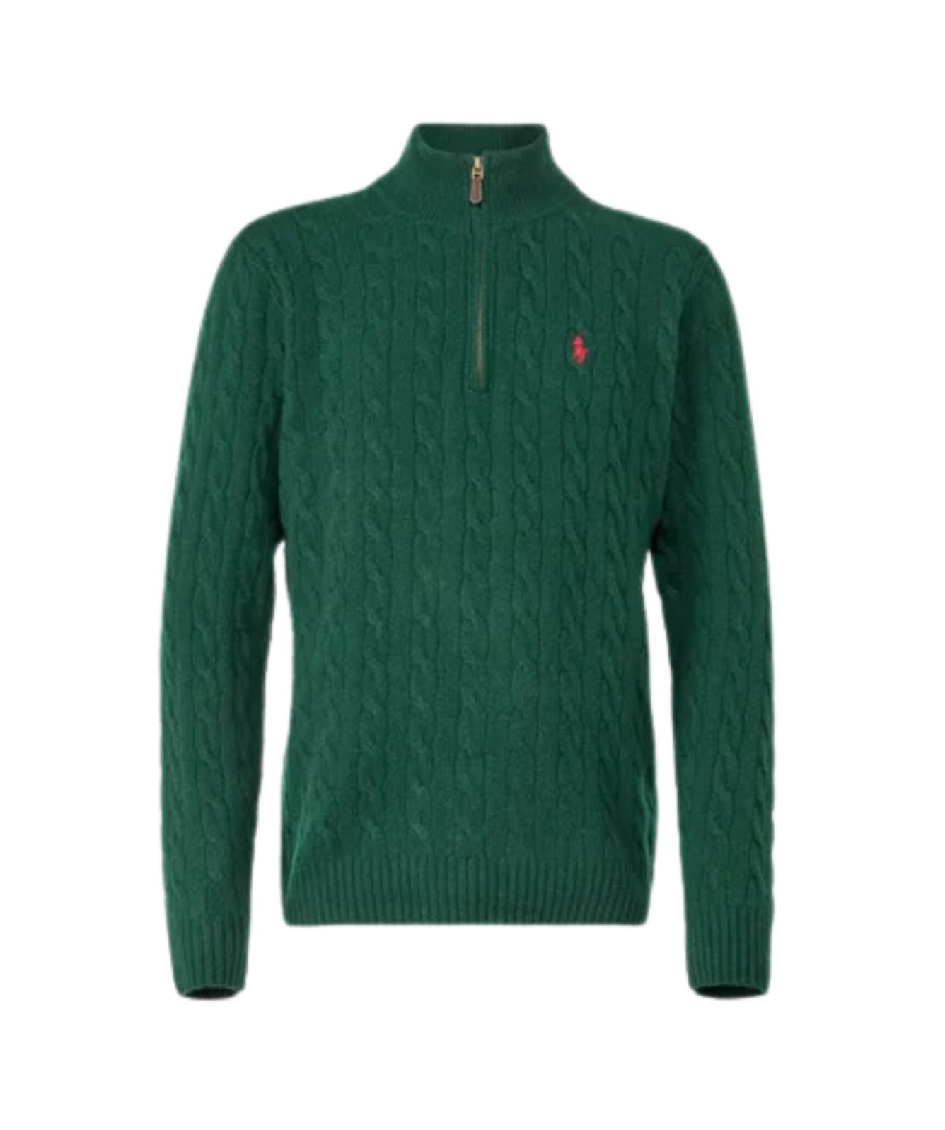 Polo Ralph Lauren Cable Qtr Zip Jumper Green-710876766014-Beige