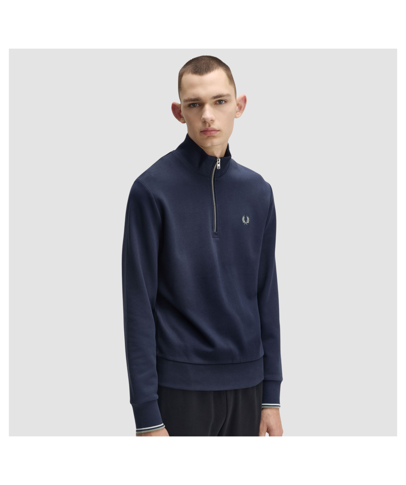 Fred Perry Half Zip Sweatshirt | Ecru- M3574-Z46, Sport Green