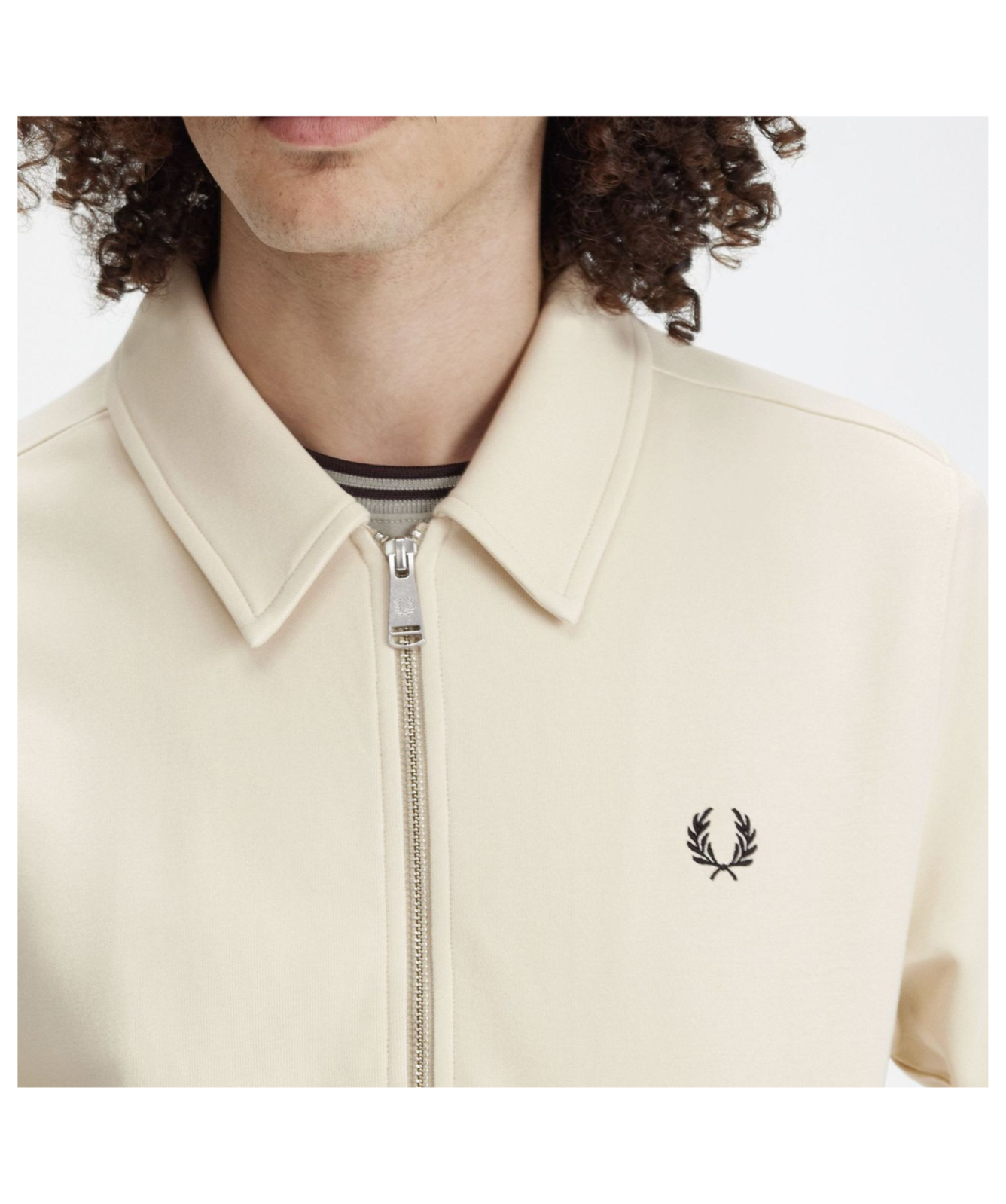 Fred Perry Jersey Zip-Through Sweatshirt | Oatmeal - M7858-691