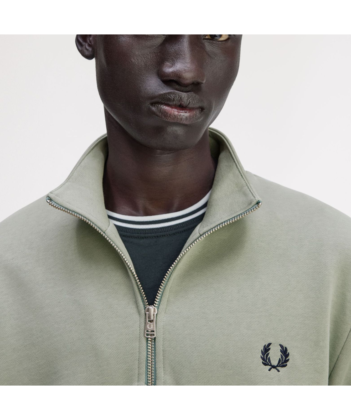 Fred Perry Half Zip Sweatshirt | Ecru- M3574-Z46, Sport Green
