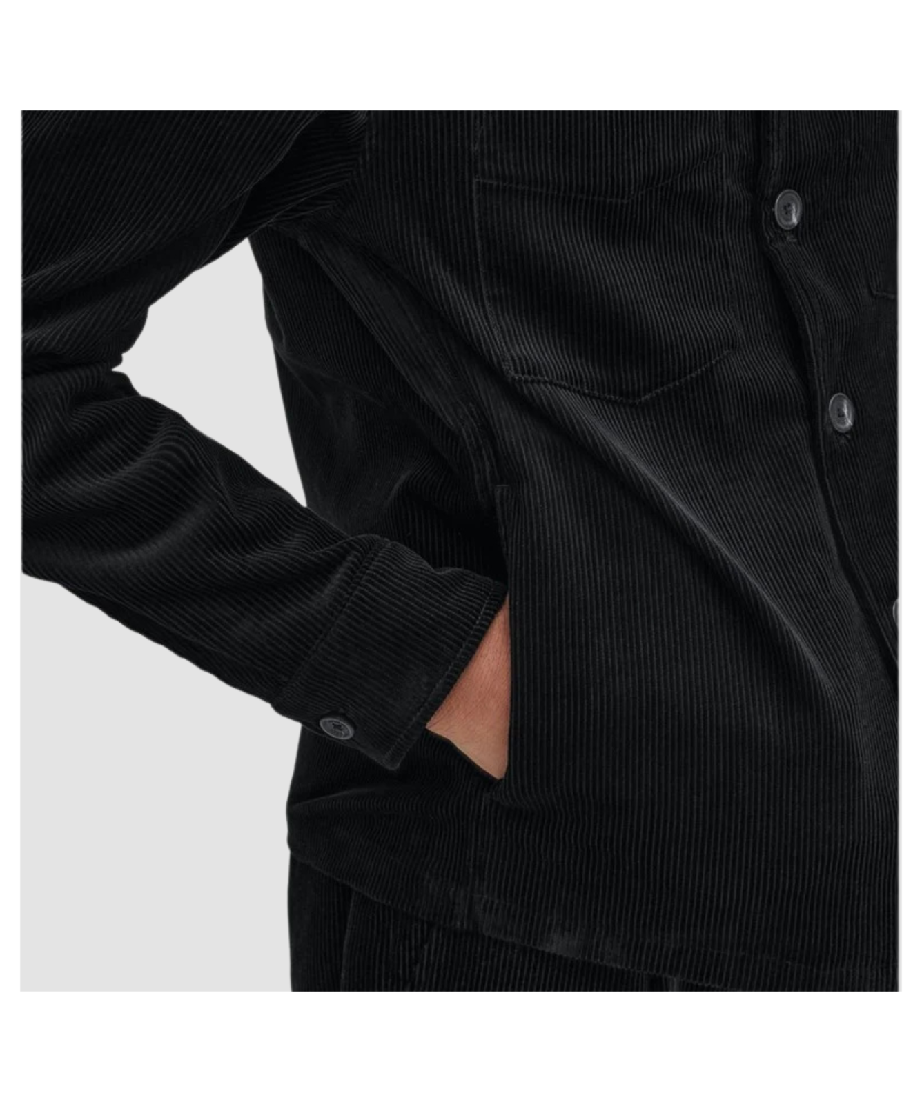 Fred Perry Cord Overshirt | Black - M6658-102