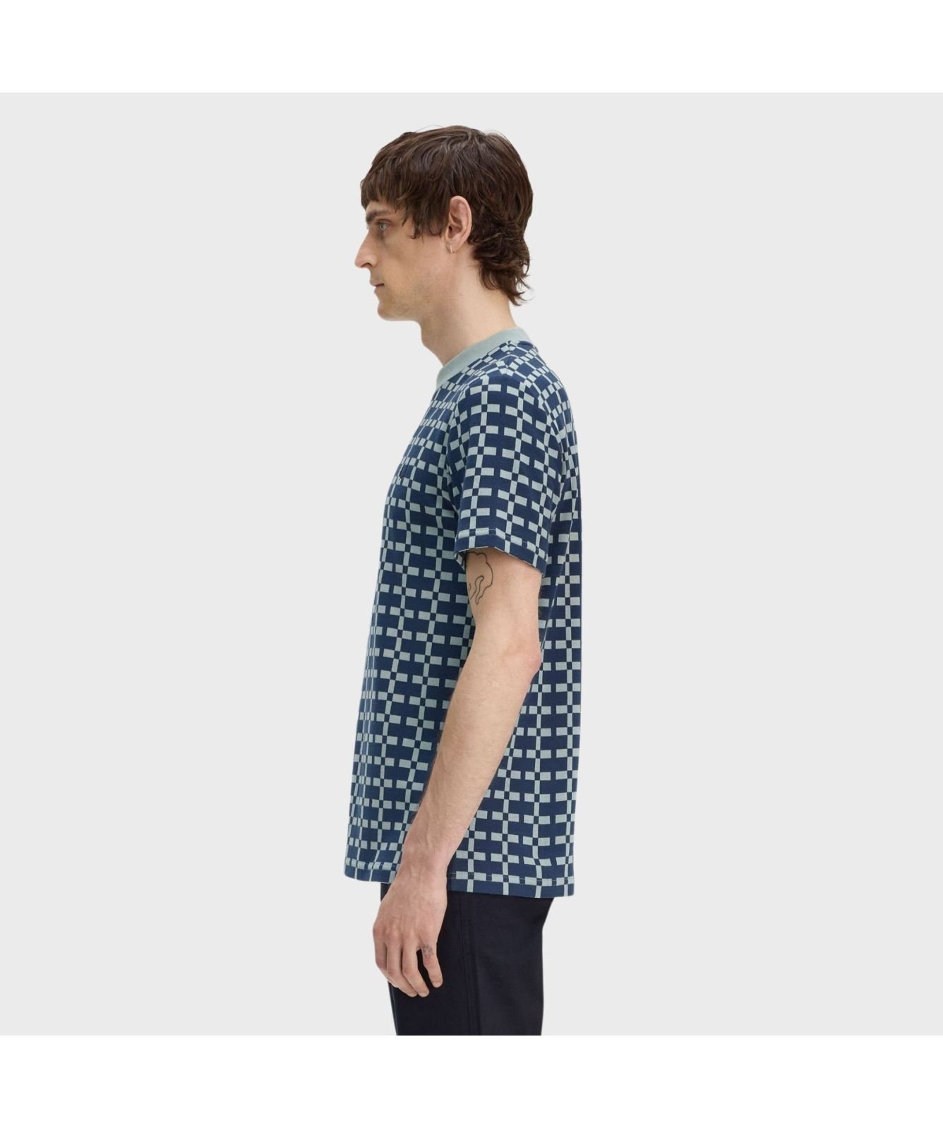 ★FRED PERRY★ Sharp Geometric Jacquard T-Shirt Silver Blue Fred Perry Geometric Jacquard T-Shirt | Silverblue-M9864-959