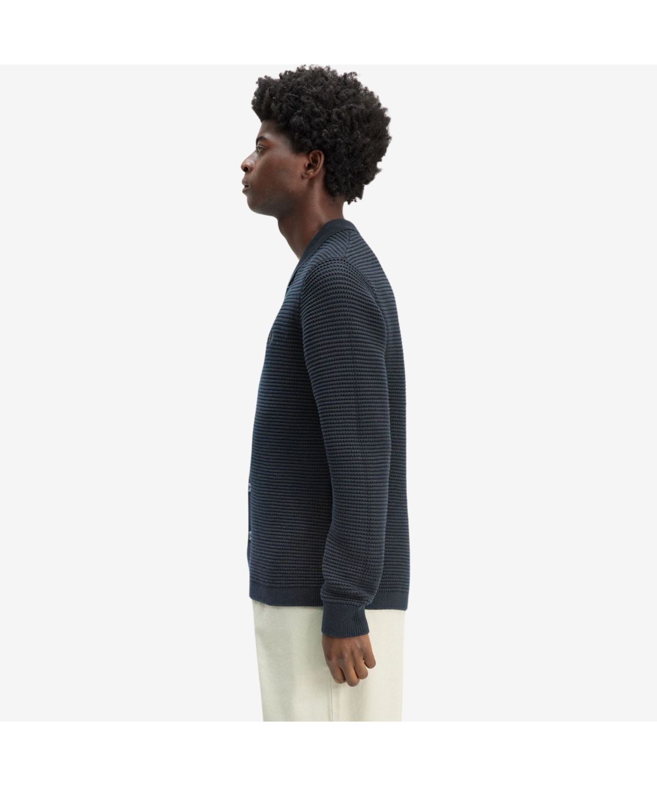 Fred Perry Pointelle Button Through Cardigan | Navy-K8566-608 