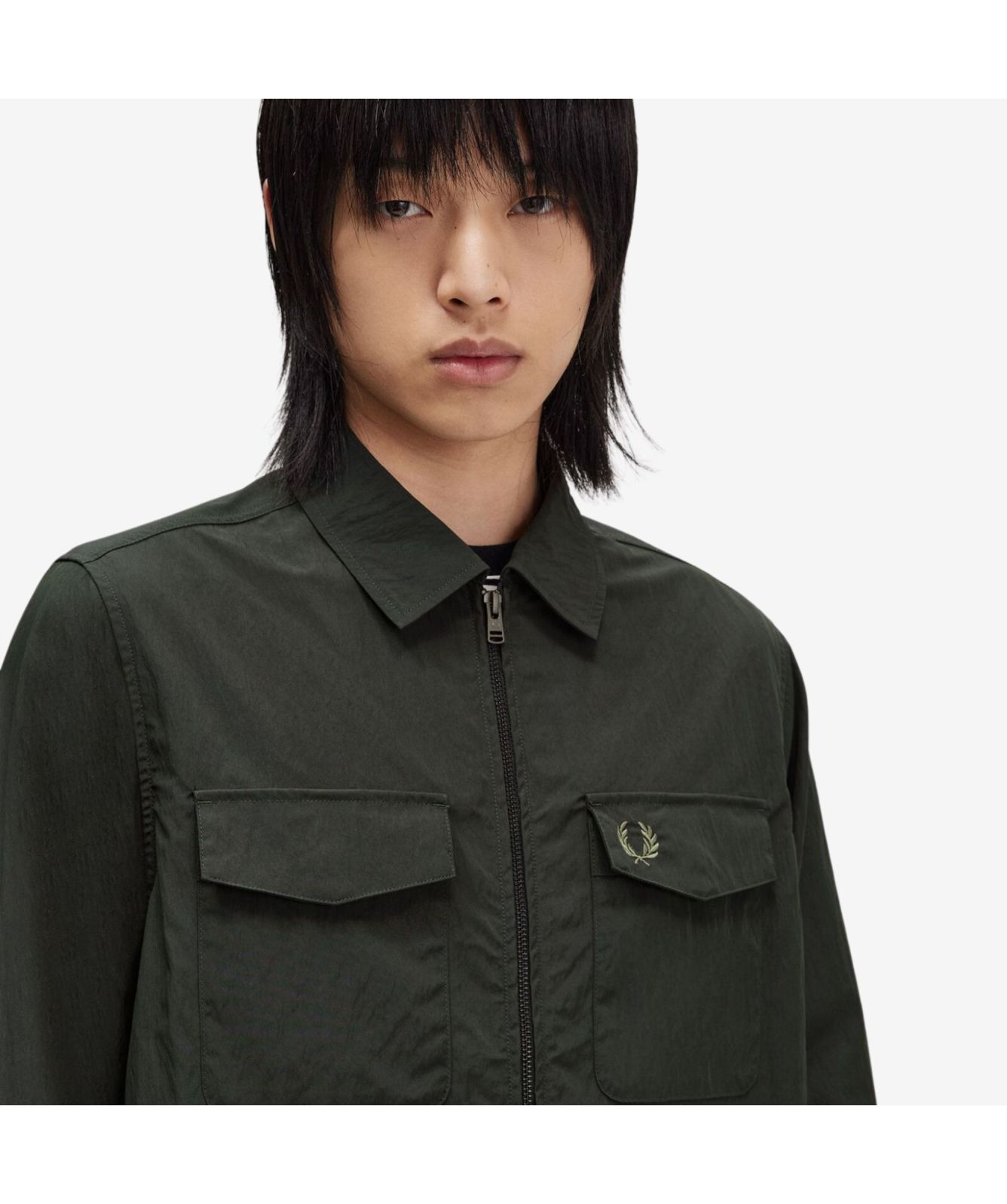 ジャケット・アウター FRED PERRY Utility Overshirt Zip Through Overshirt - Dark Airforce | Men's Shirts | Designer