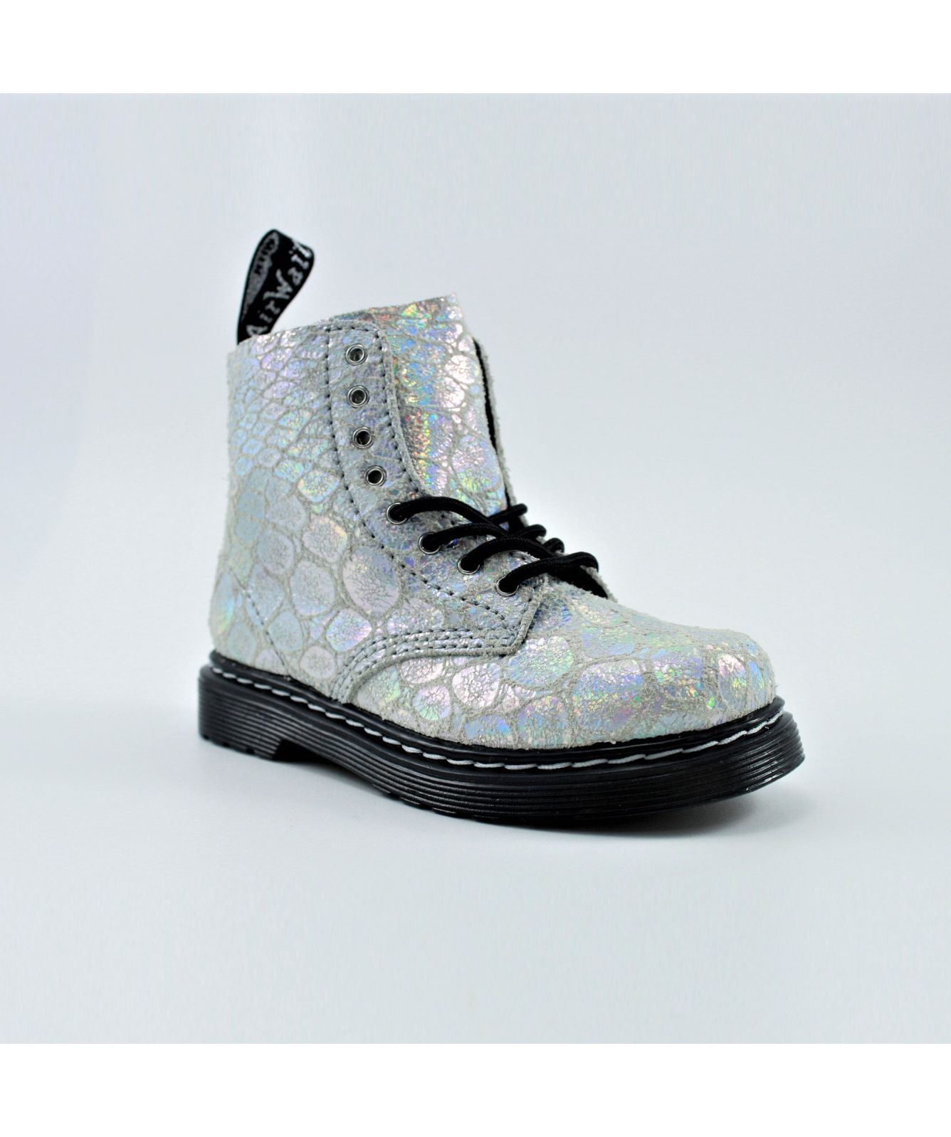 Martens 1460 Girls Ankle Boots Silver