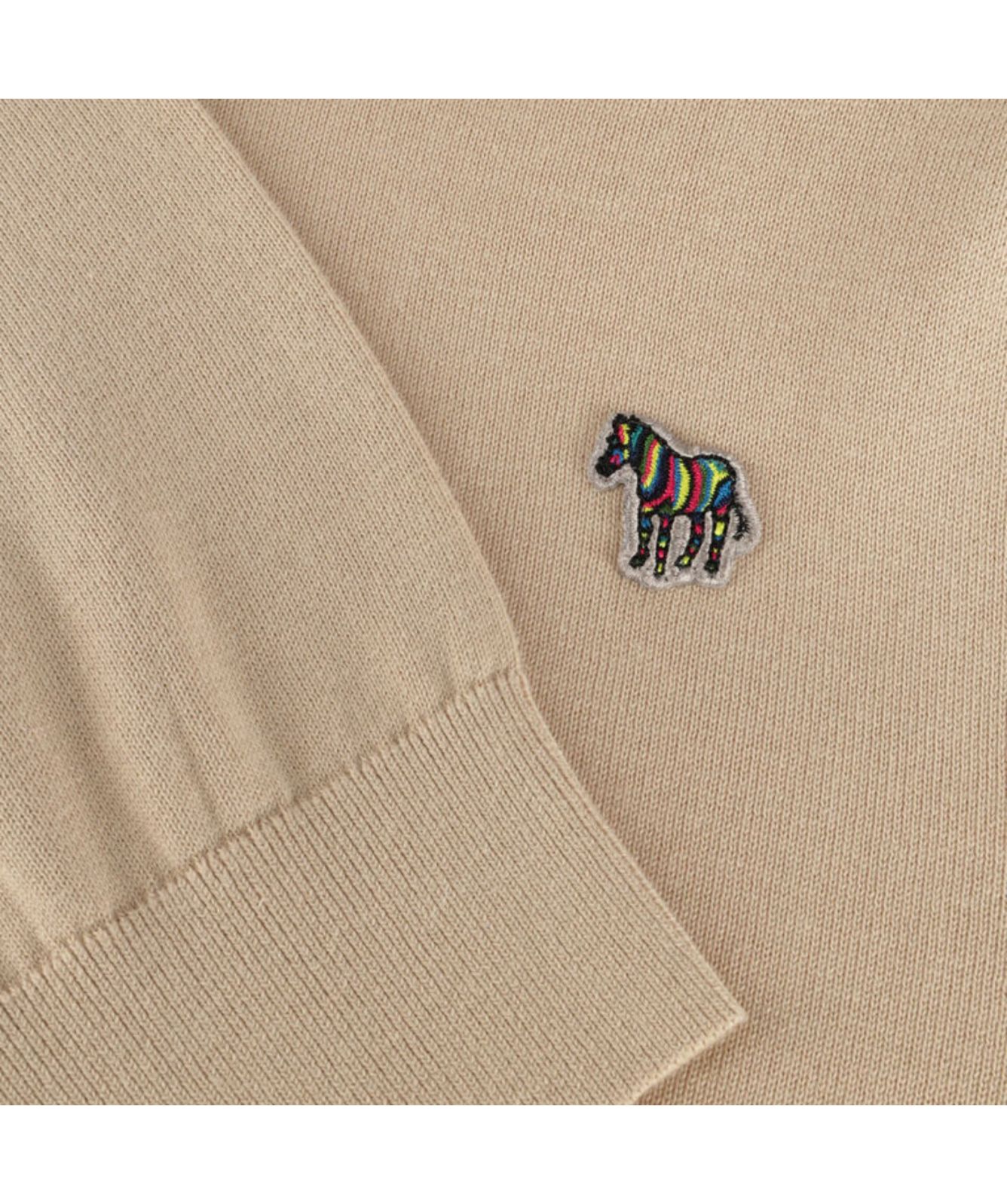 Paul Smith Half Zip Zebra Logo Sweater | Beige - M2R-872XZ-M21858