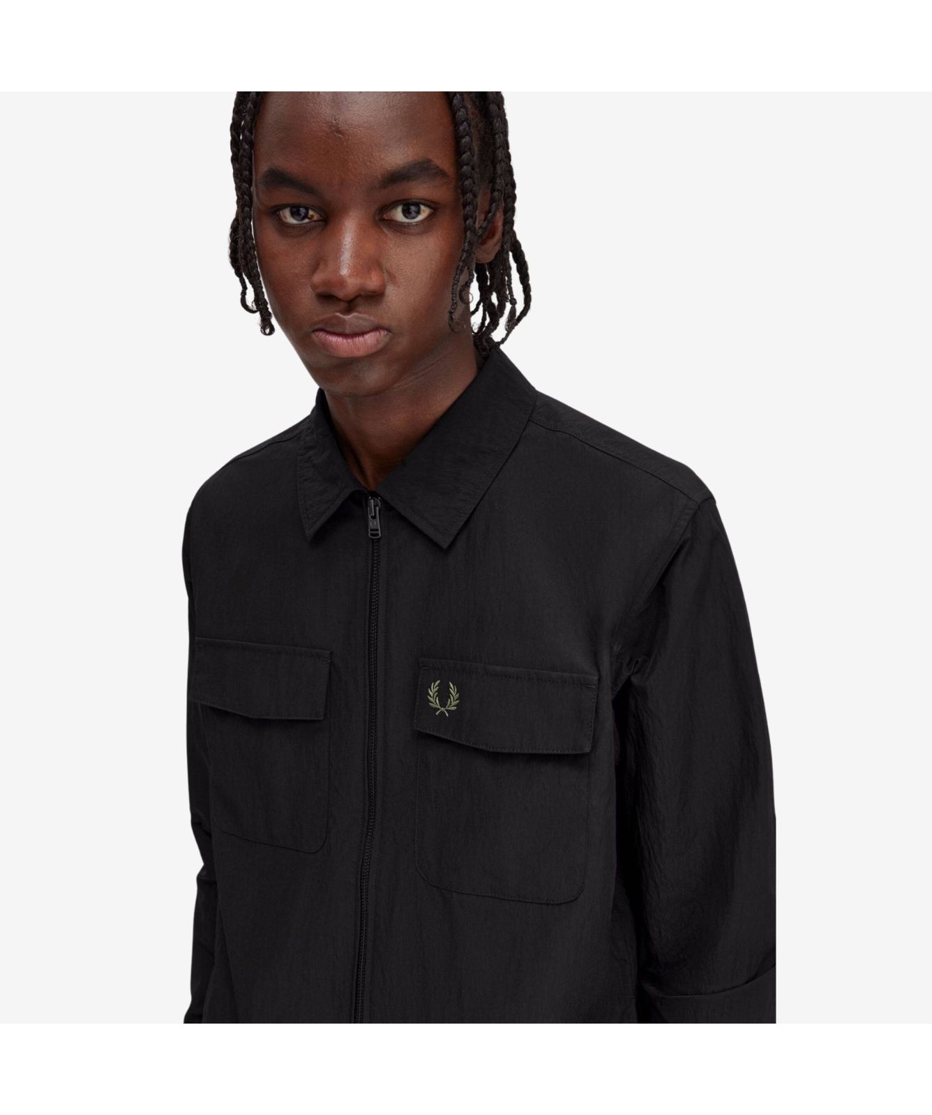 perry Fred Perry Zip Through Overshirt | Green - M5684-X89, Olive