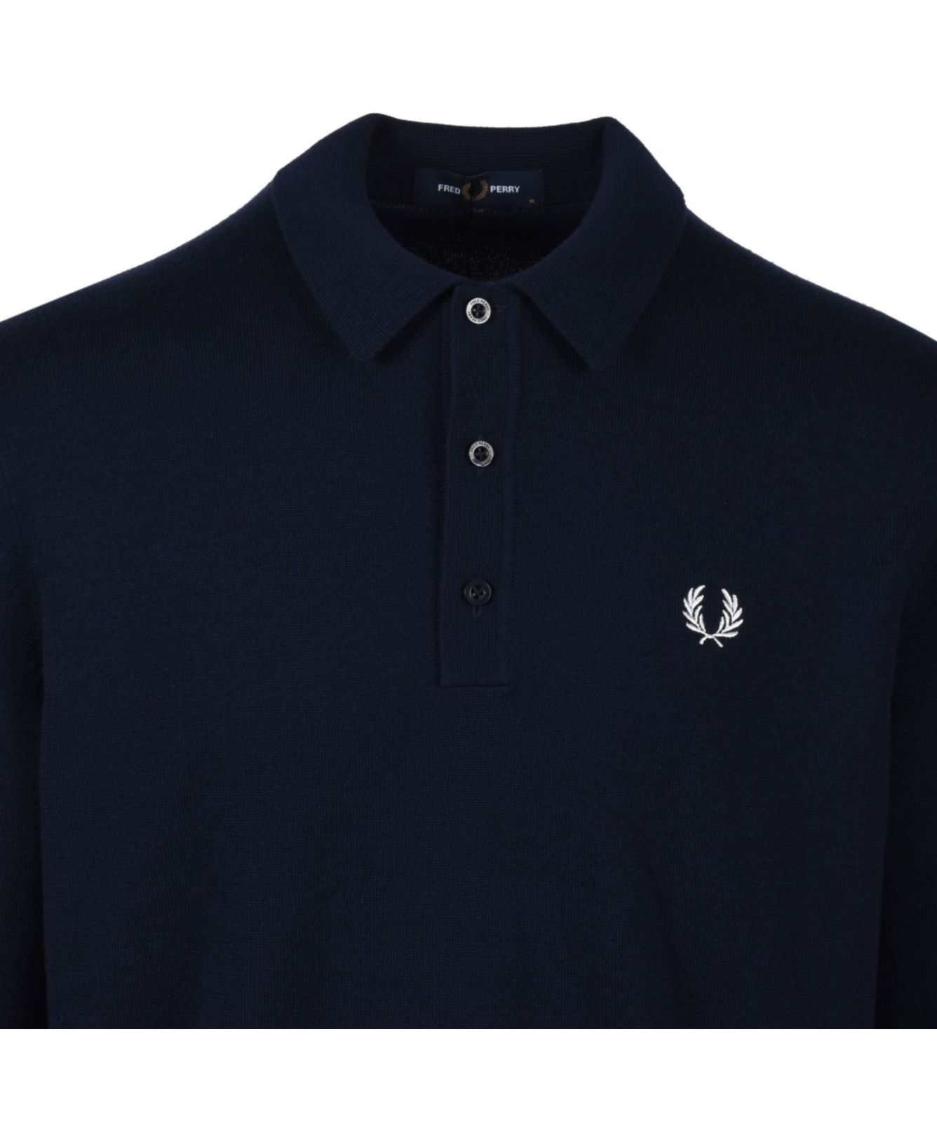 トップス FRED PERRY Long Sleeve Ribbed Polo Shirt Fred Perry Navy 'The Fred Perry' Long Sleeve Polo Fred Perry
