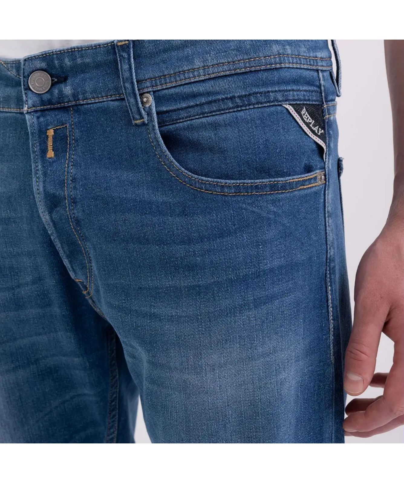 Replay Heren Jeans Grover Straight Fit Bio, Medium Blue 009-4, 33W / 32L