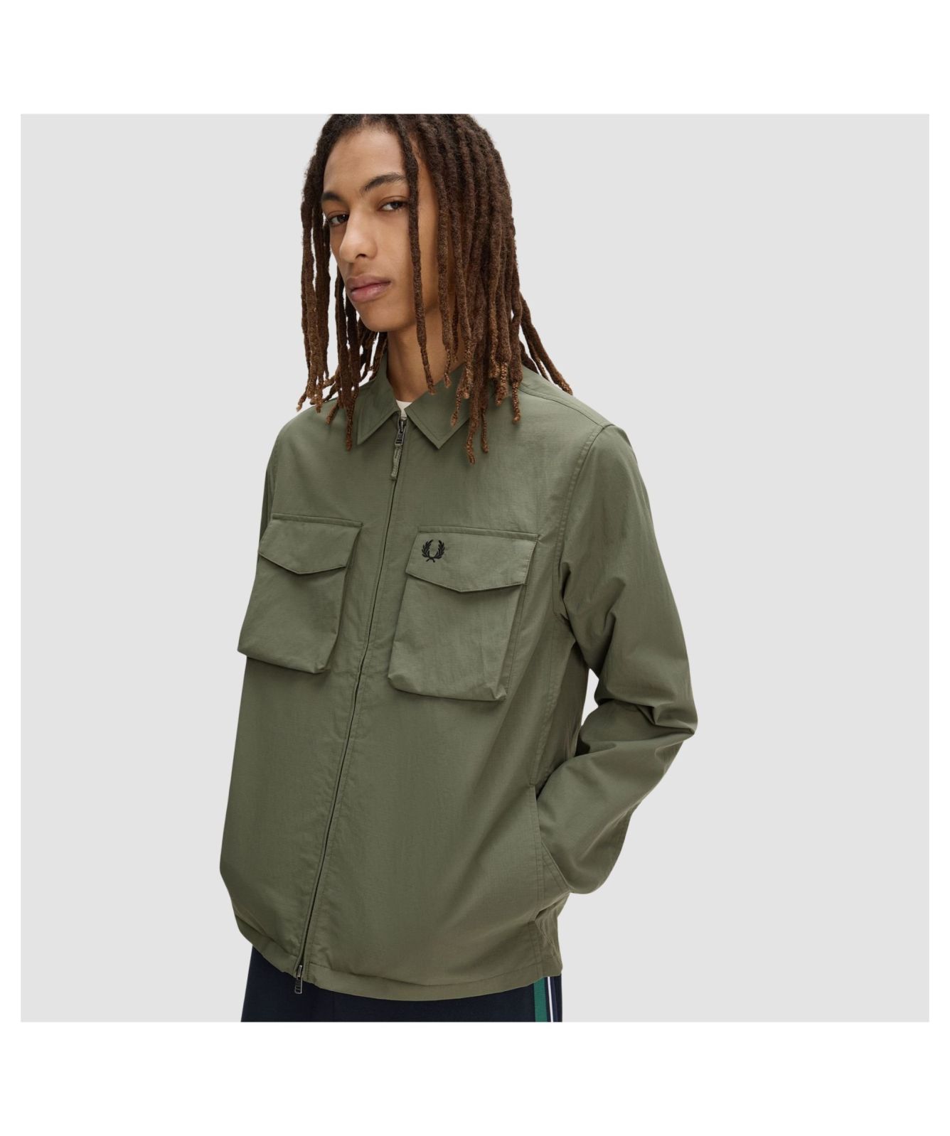 FRED PERRY カーキ ジップアップジャケット Men's Fred Perry Ripstop Zip-Through Overshirt | Kular Fashion