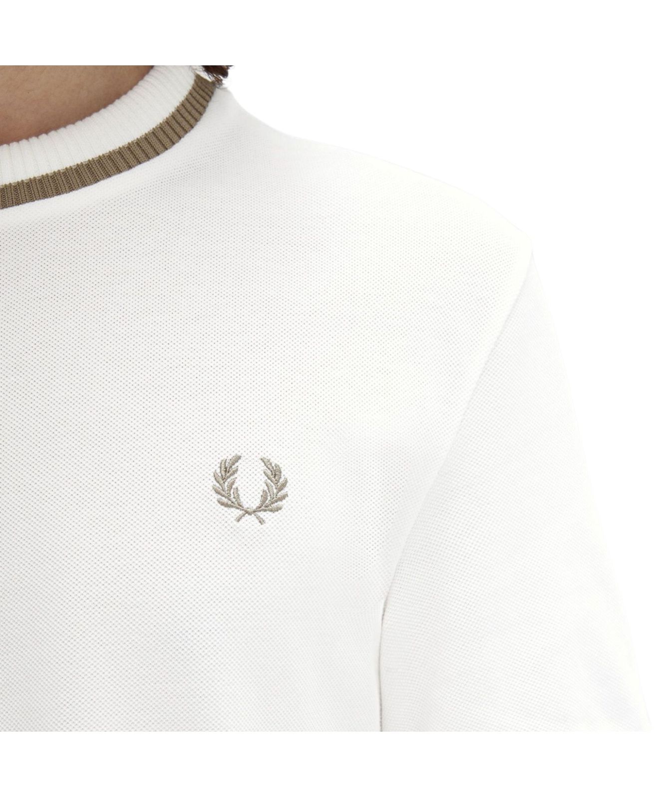 Fred Perry Mens Crew Pique T-Shirt | White - M7B34