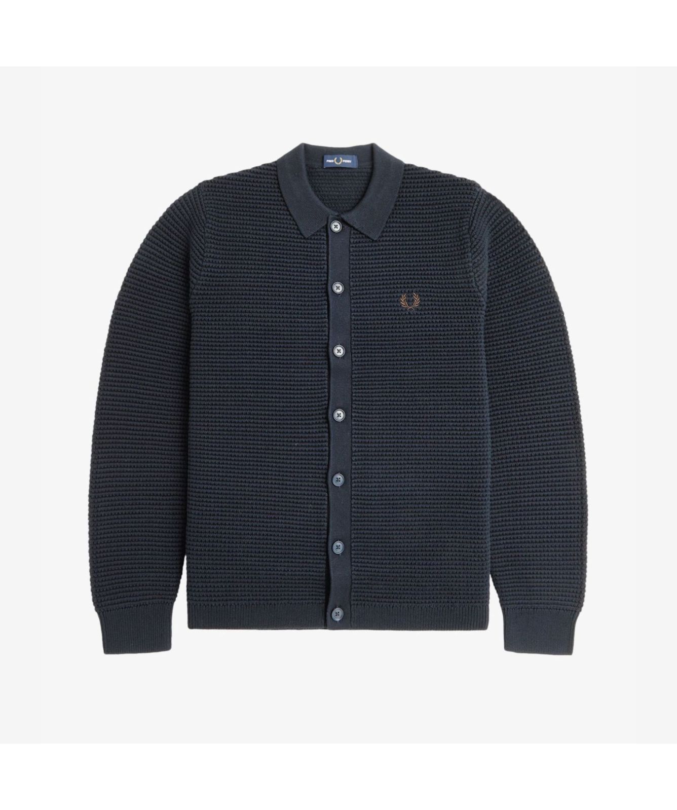 Fred Perry Pointelle Button Through Cardigan | Navy-K8566-608