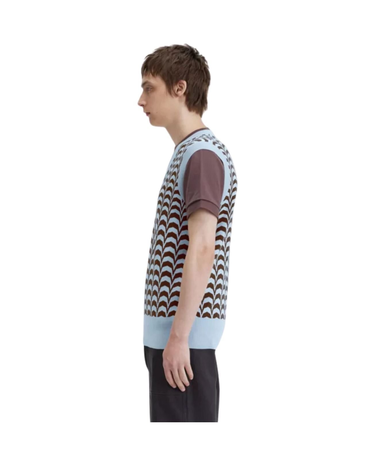 超美品　FRED PERRY / Jacquard Knitted Tank Fred Perry Jacquard Knitted Tanktop | Sky Blue