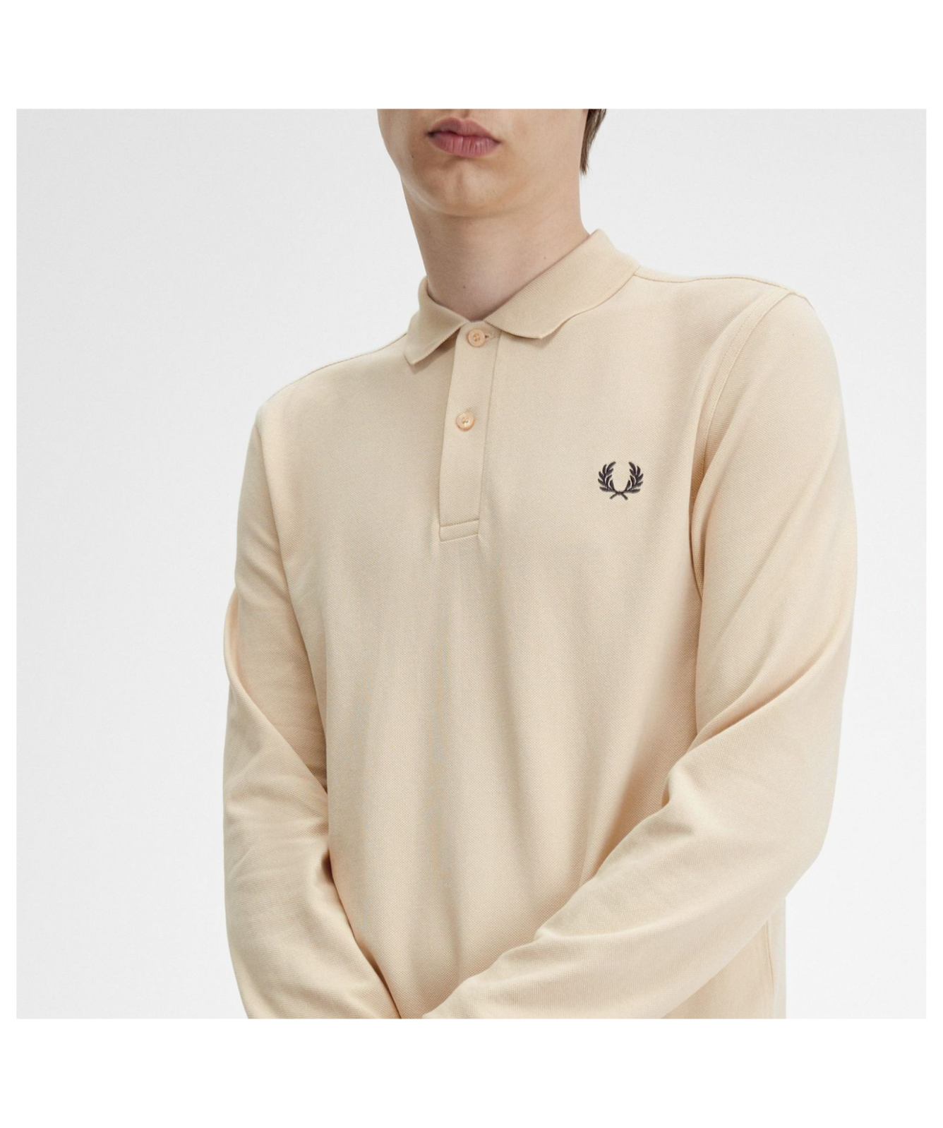 FRED PERRY/Long Sleeve Polo ベージュL Fred Perry's Plain Long-Sleeved Tennis Shirt | Blue or Beige
