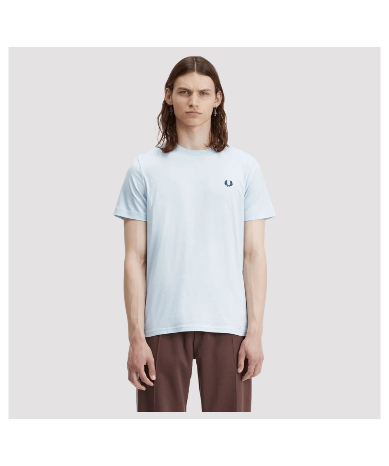 Fred Perry Crew Neck T-Shirt | (M1600) Olive-X88, Sky Blue