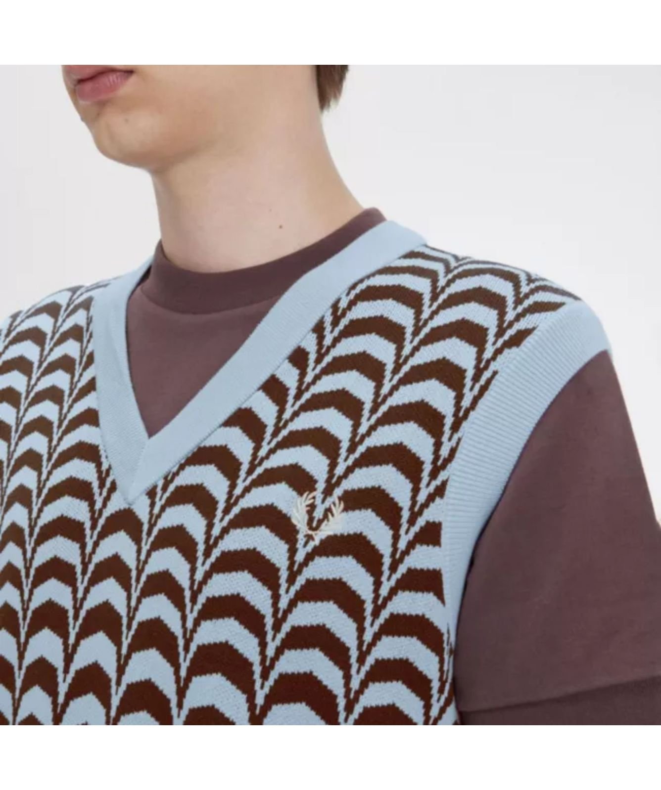 超美品　FRED PERRY / Jacquard Knitted Tank Fred Perry Jacquard Knitted Tanktop | Sky Blue