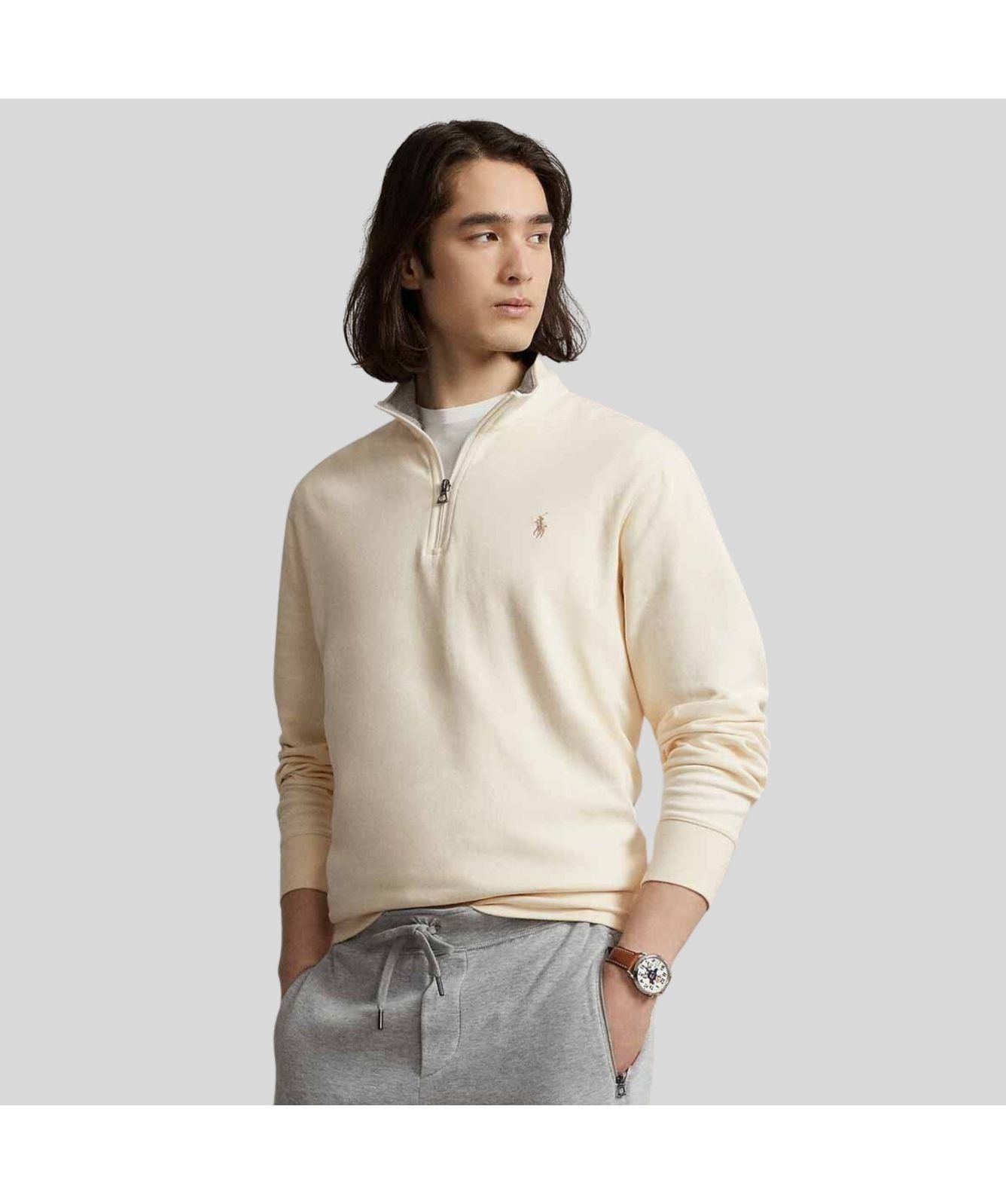 Polo Rlaph Lauren ¼ Zip Knit Sweatshirt in cream