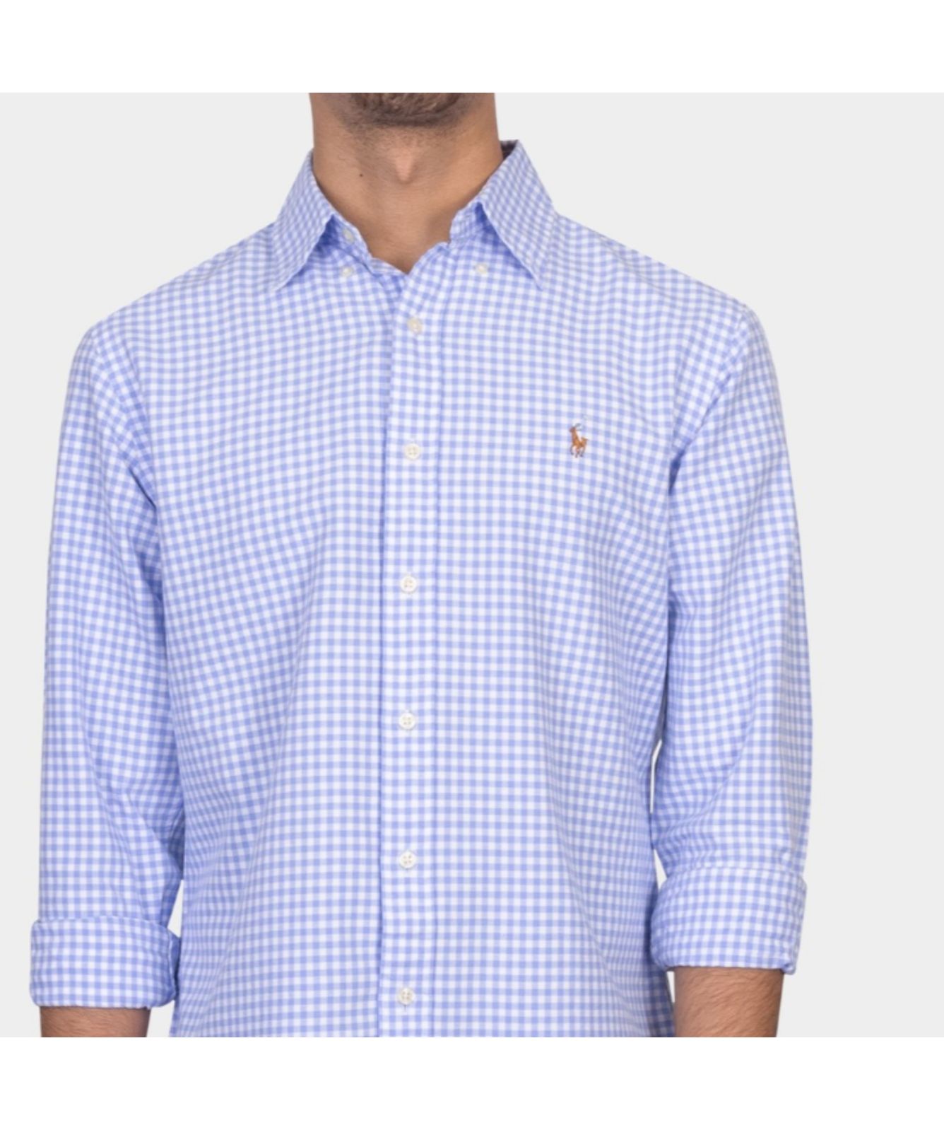 Classic Ralph Lauren Shirt UK M Blue Gingham JP001 main image 0