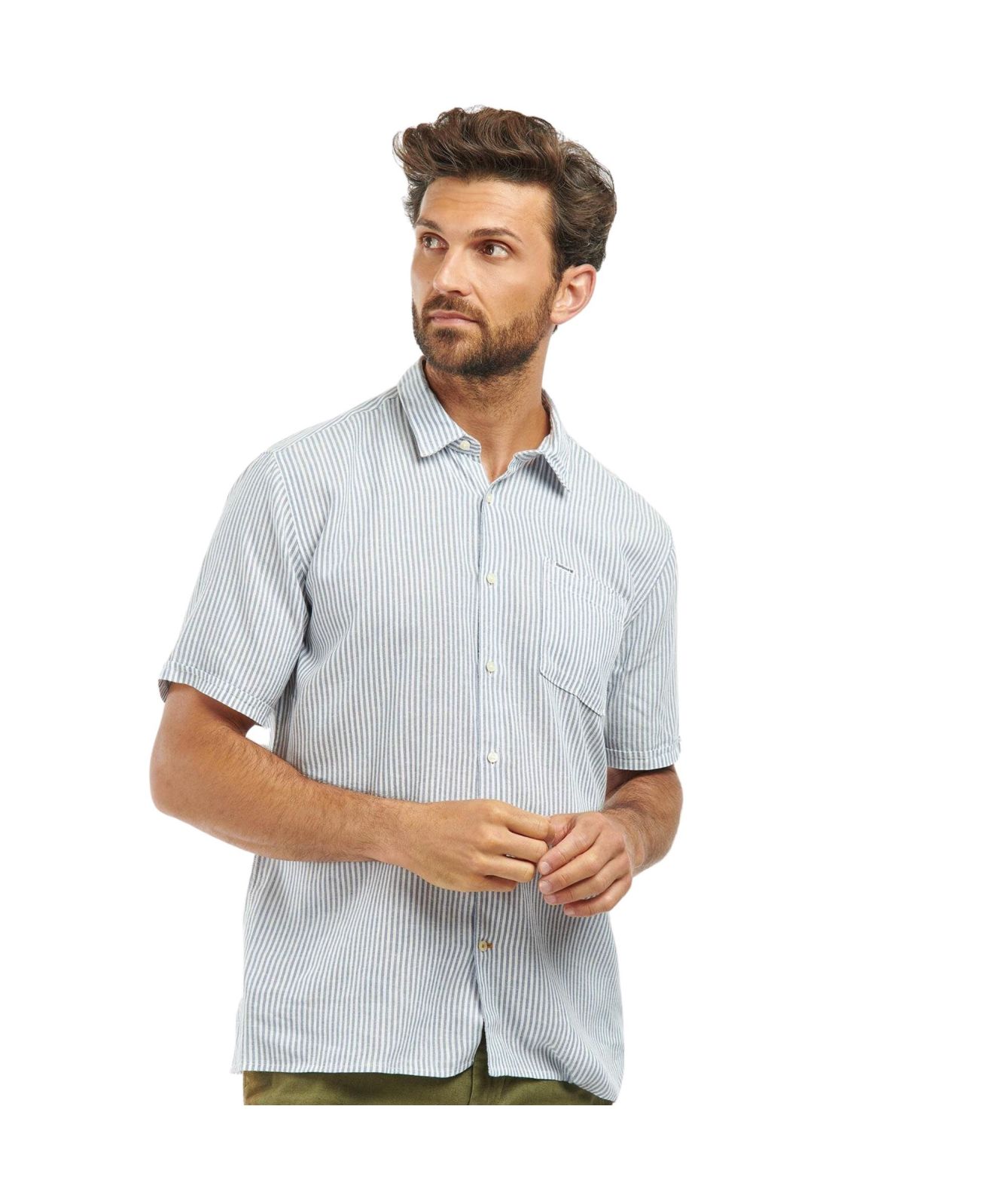 Barbour Deerpark Tailored Short-Sleeved Shirt |Classic Navy