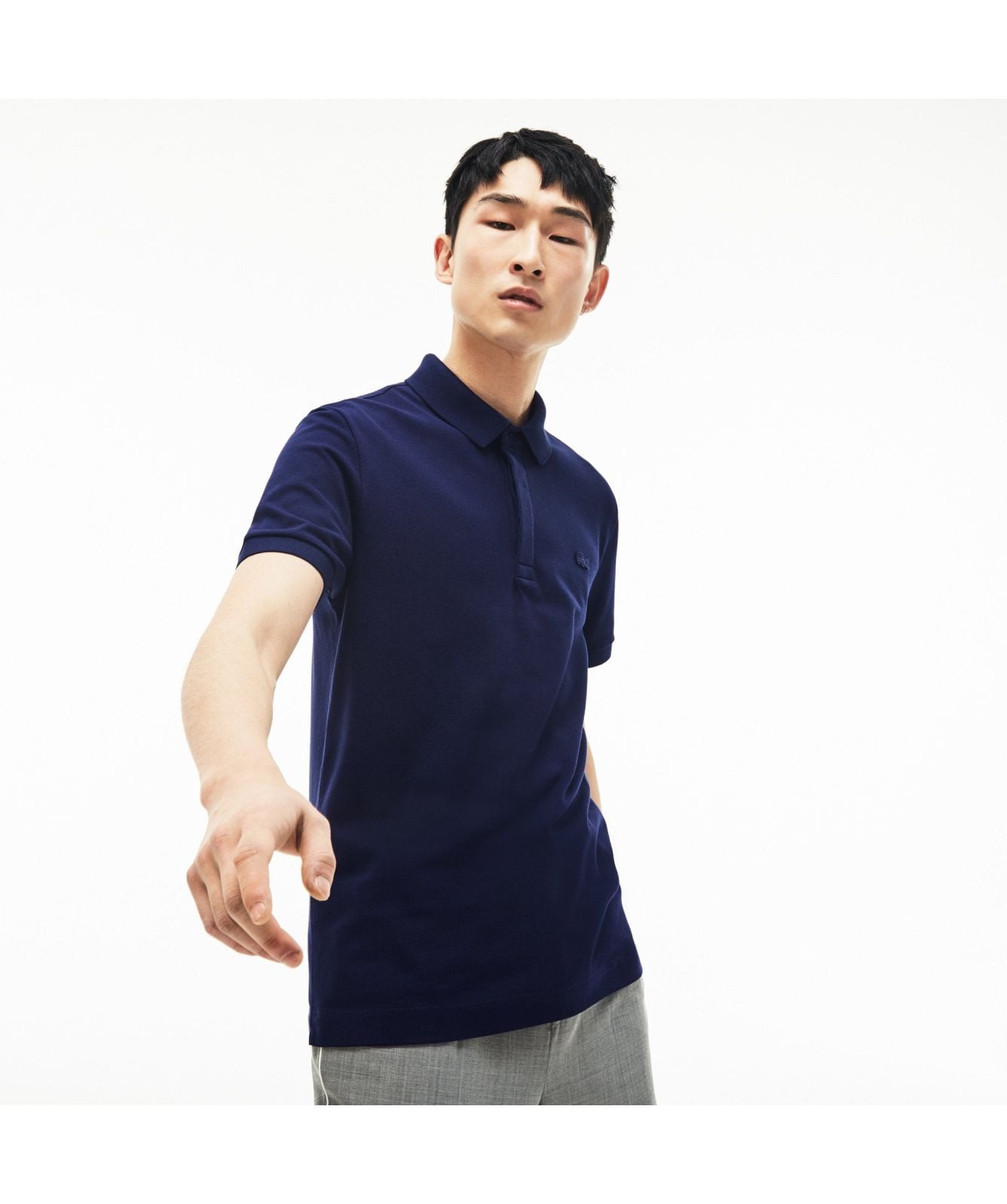 Lacoste Paris Polo Shirt Regular Fit Stretch Cotton Piqué Navy