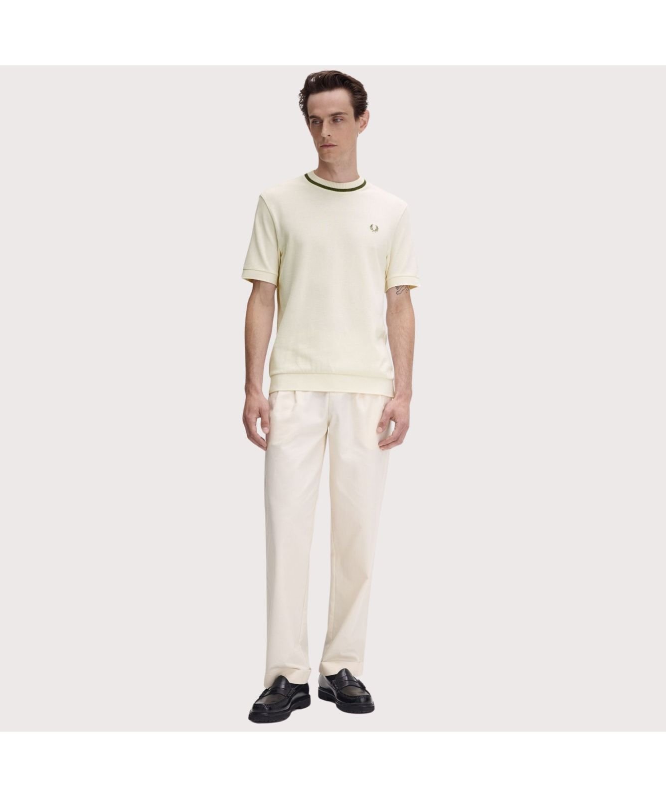Fred Perry Crew Neck Piqué T-Shirt | Ecru - M7-760