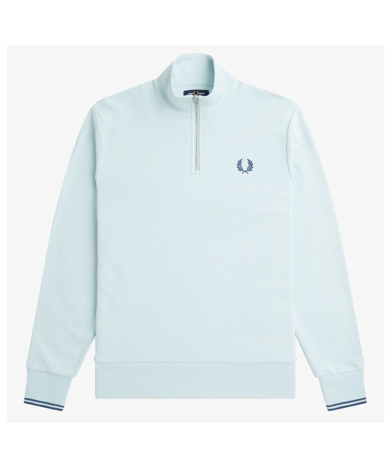 FRED PERRY☆ Half Zip Sweatshirt ECRU / TENNIS BLUE Fred Perry Half Zip Sweatshirt - Ecru / Tennis Blue
