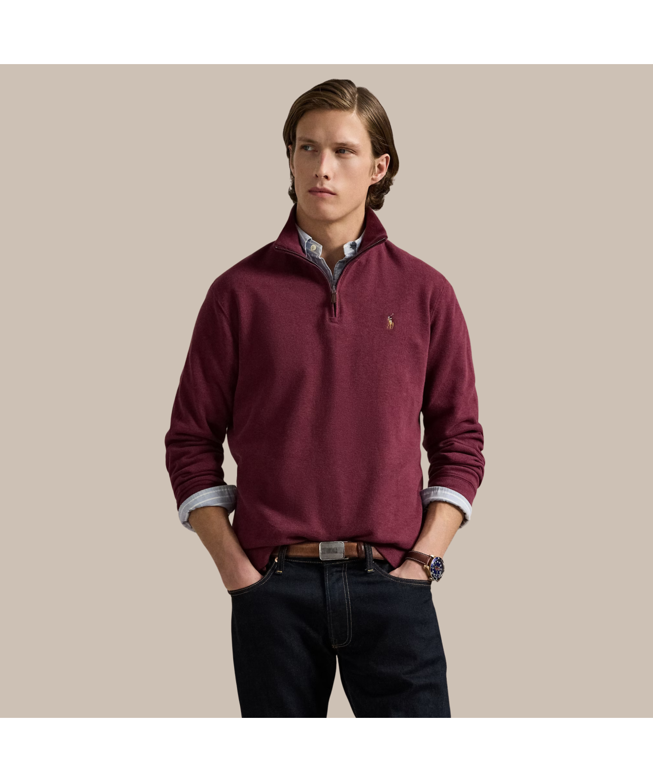 Polo Ralph Lauren Estate-Rib Quarter-Zip Pullover | Spring Wine
