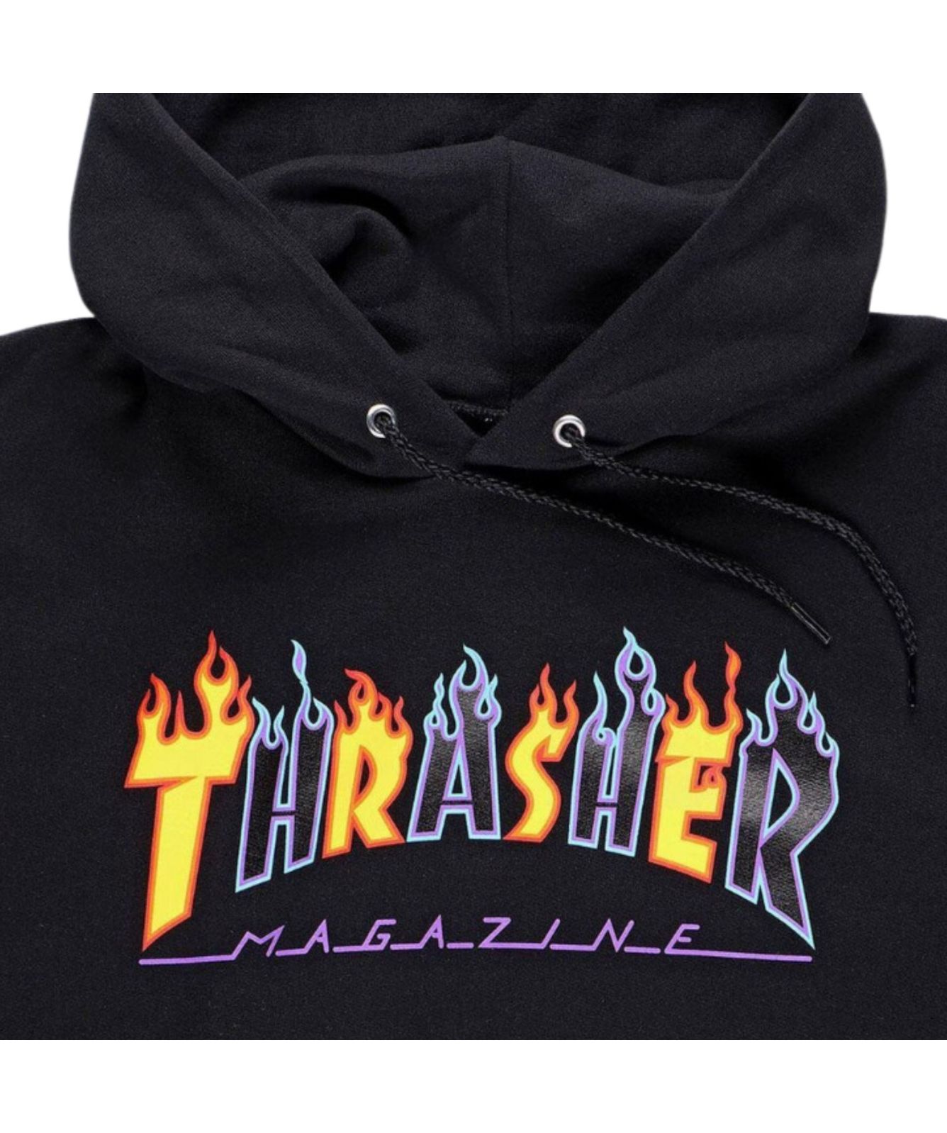 Thrasher Double Flame Hoodie | Black - 022339010006