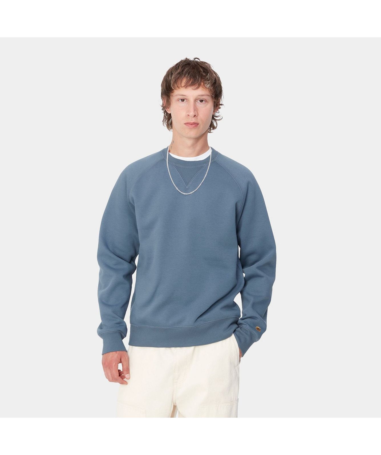 Carhartt WIP Chase C-Neck Sweatshirt | Blue-I033660-2GQ-tan