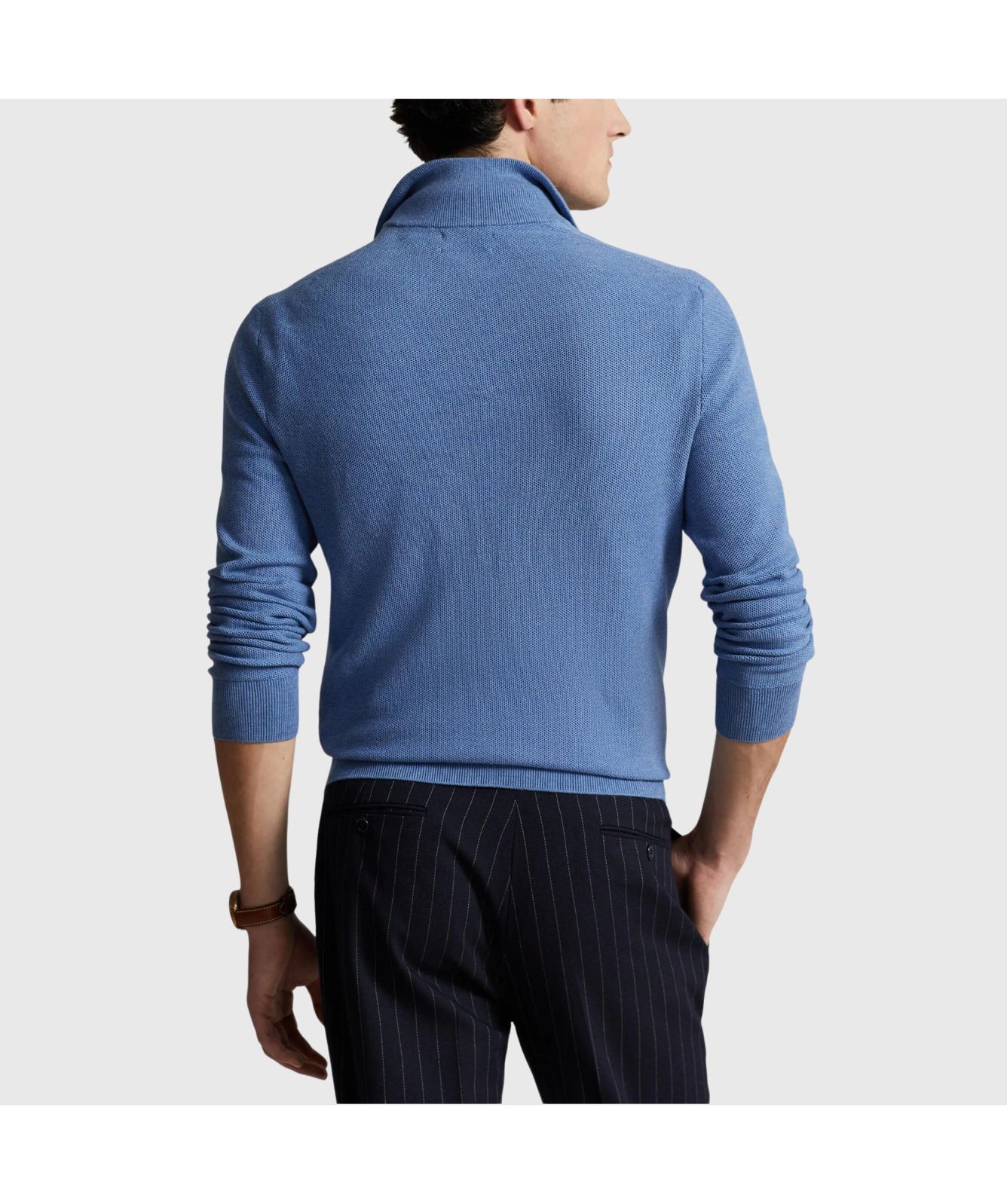 Polo Ralph Lauren ¼ Zip Honeycomb Texture Cotton Sweatshirt | blue