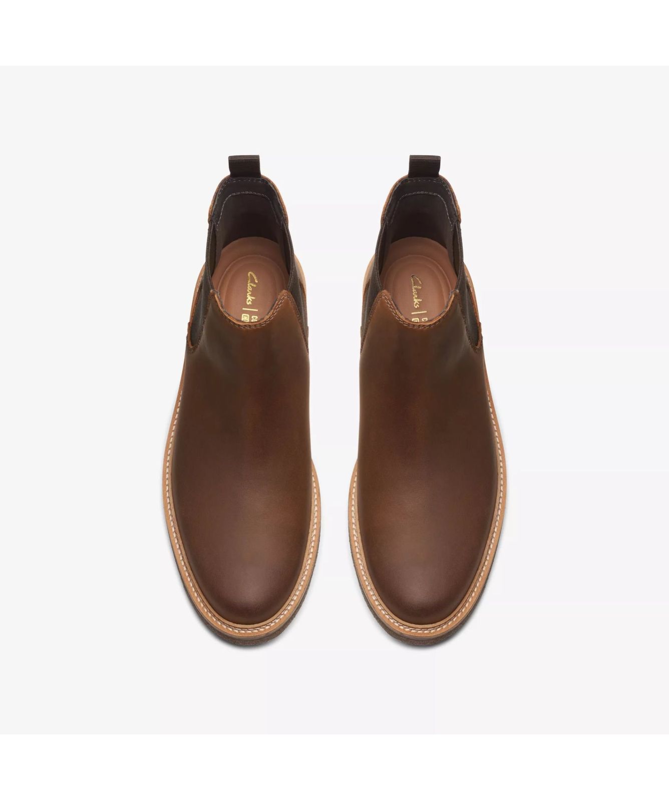 Men\'s Brown Leather Clarks Chelsea Boots - Classic Slip-On Style Clarks Top Slip-On Brown Leather Mens Chelsea Ankle Boots | eBay main image 2